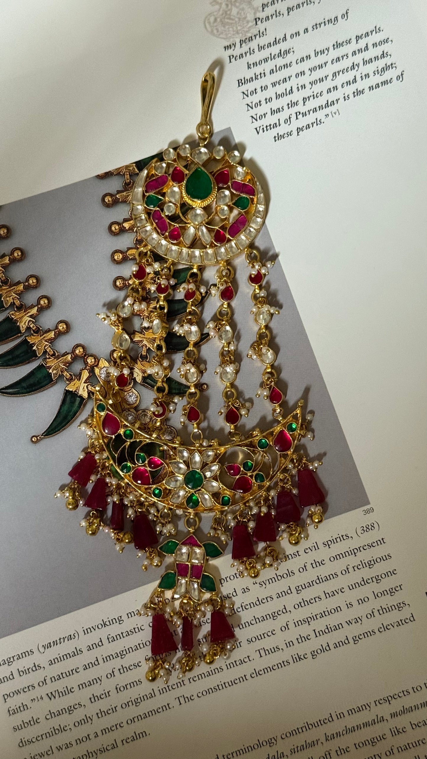 Paachi heritage rani pink floral with ruby drop passa
