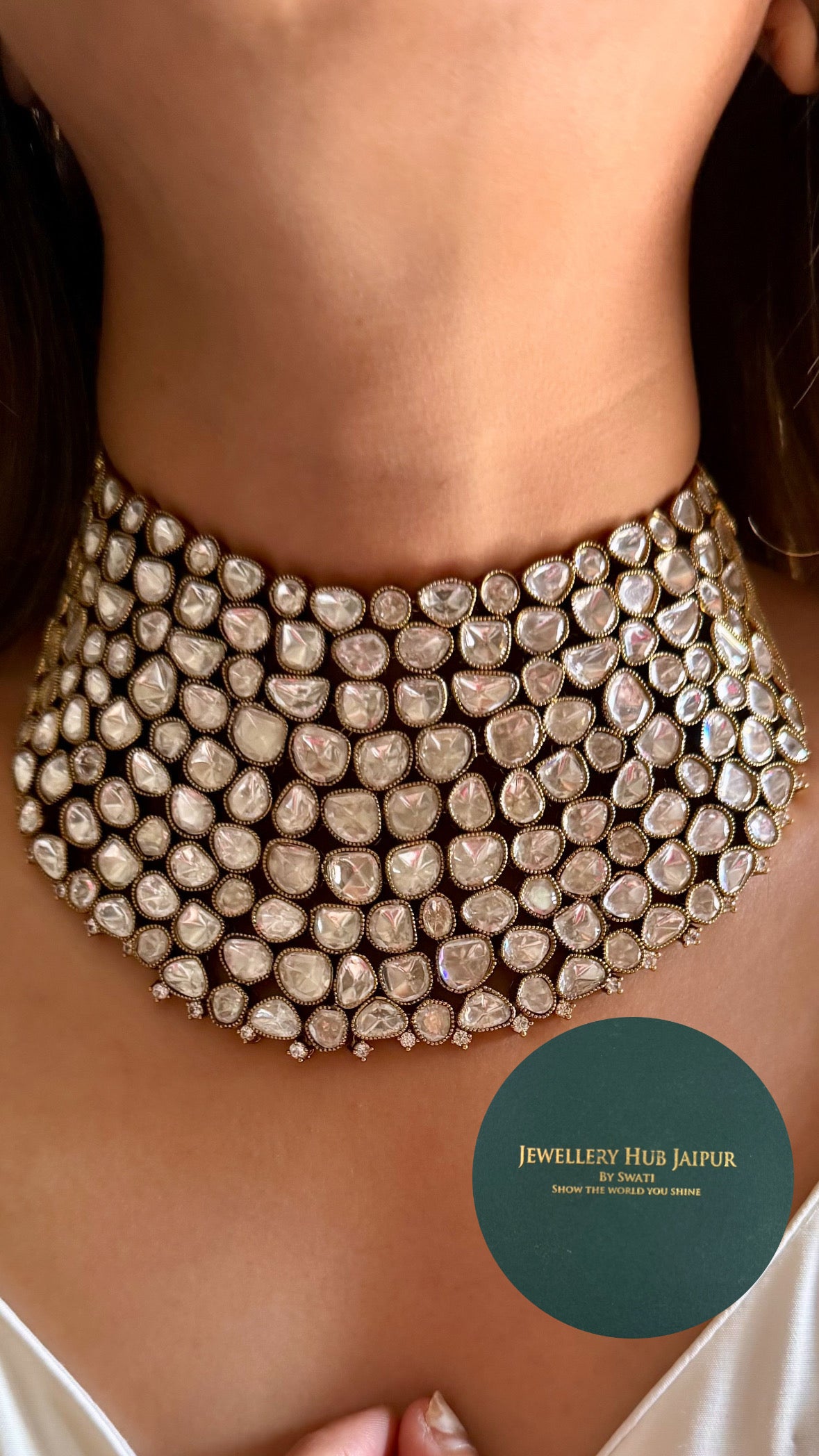 Arshiya 2.0 Moissanite poki choker set in victorian