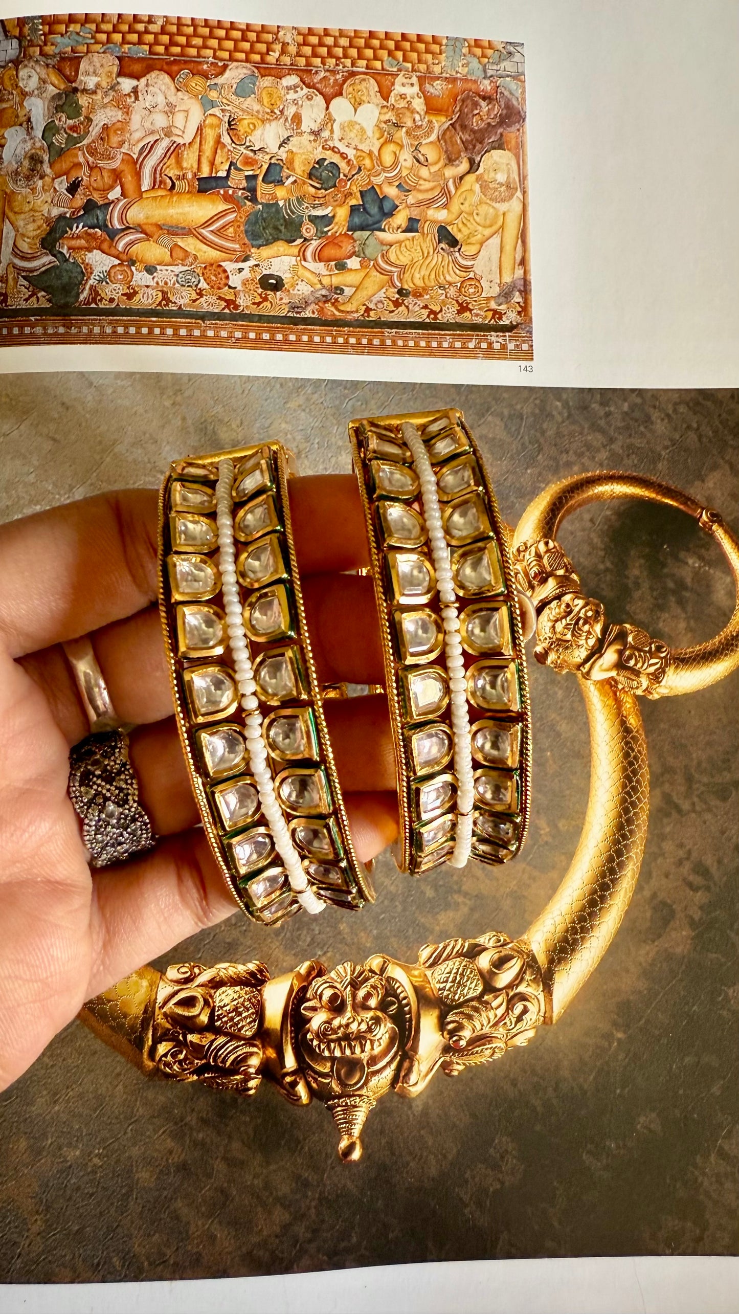 AC kundan emerald meenakari openable bangle