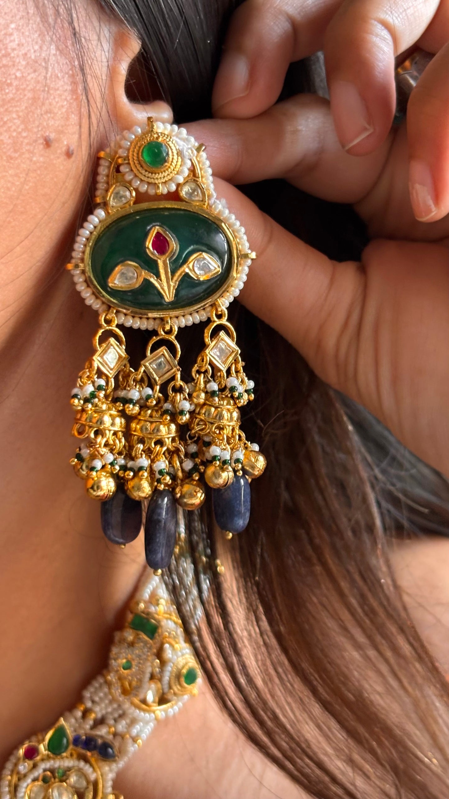 Emerald inlay heritage rajwada Necklace