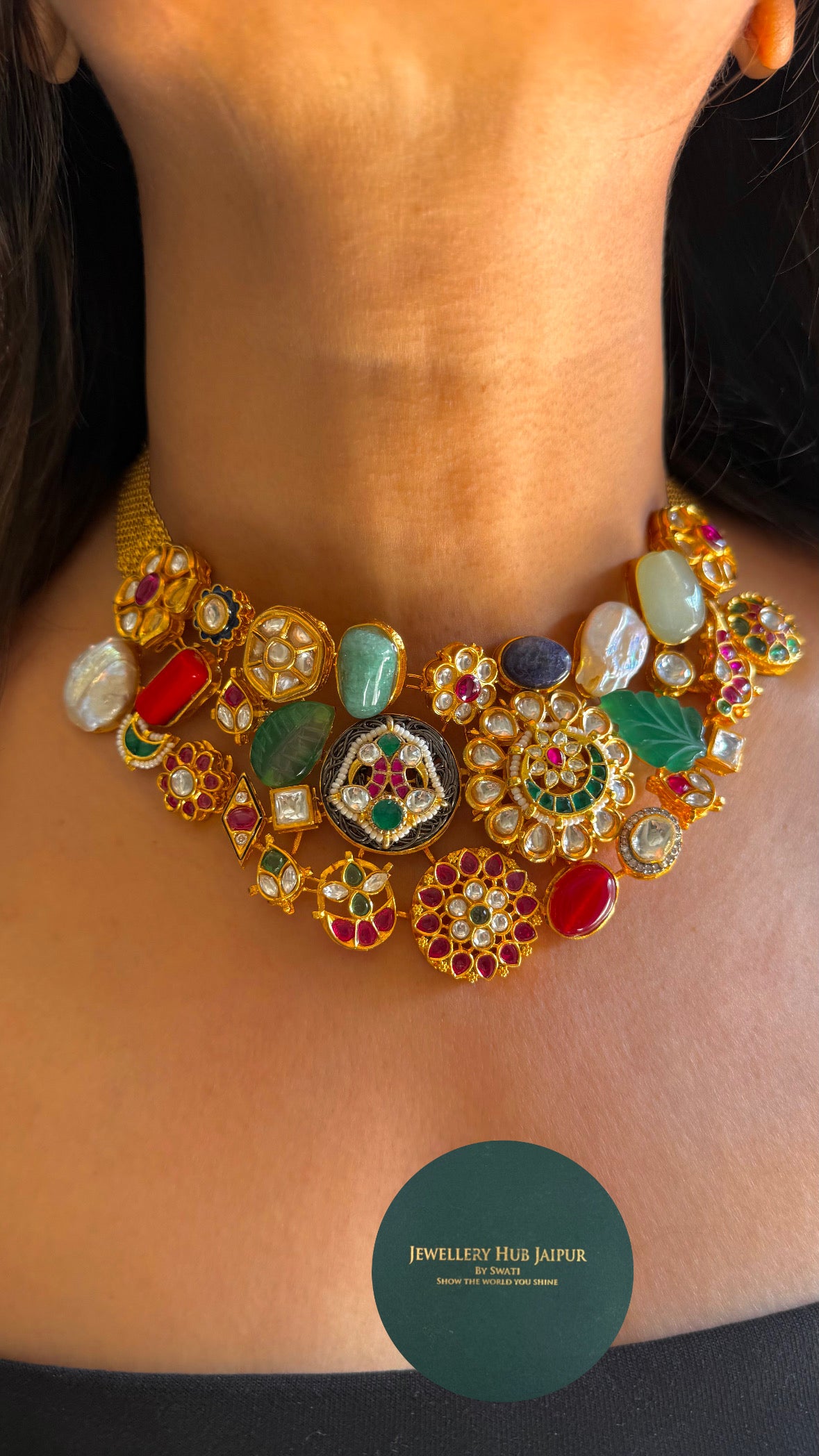 Sabyasachi inspired multicoloured gold necklace
