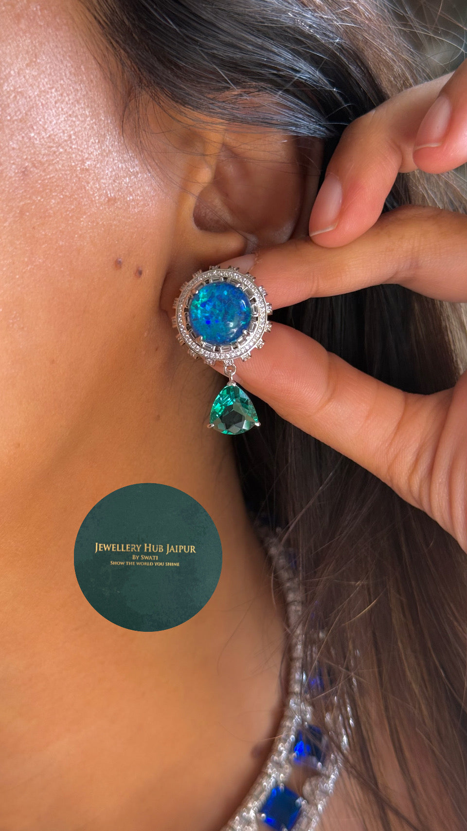 Sapphire & emerald Bvlgari inspired cocktail necklace (detachable)