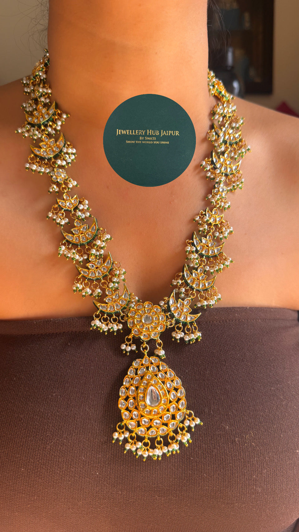 Meenakari polki heritage long necklace