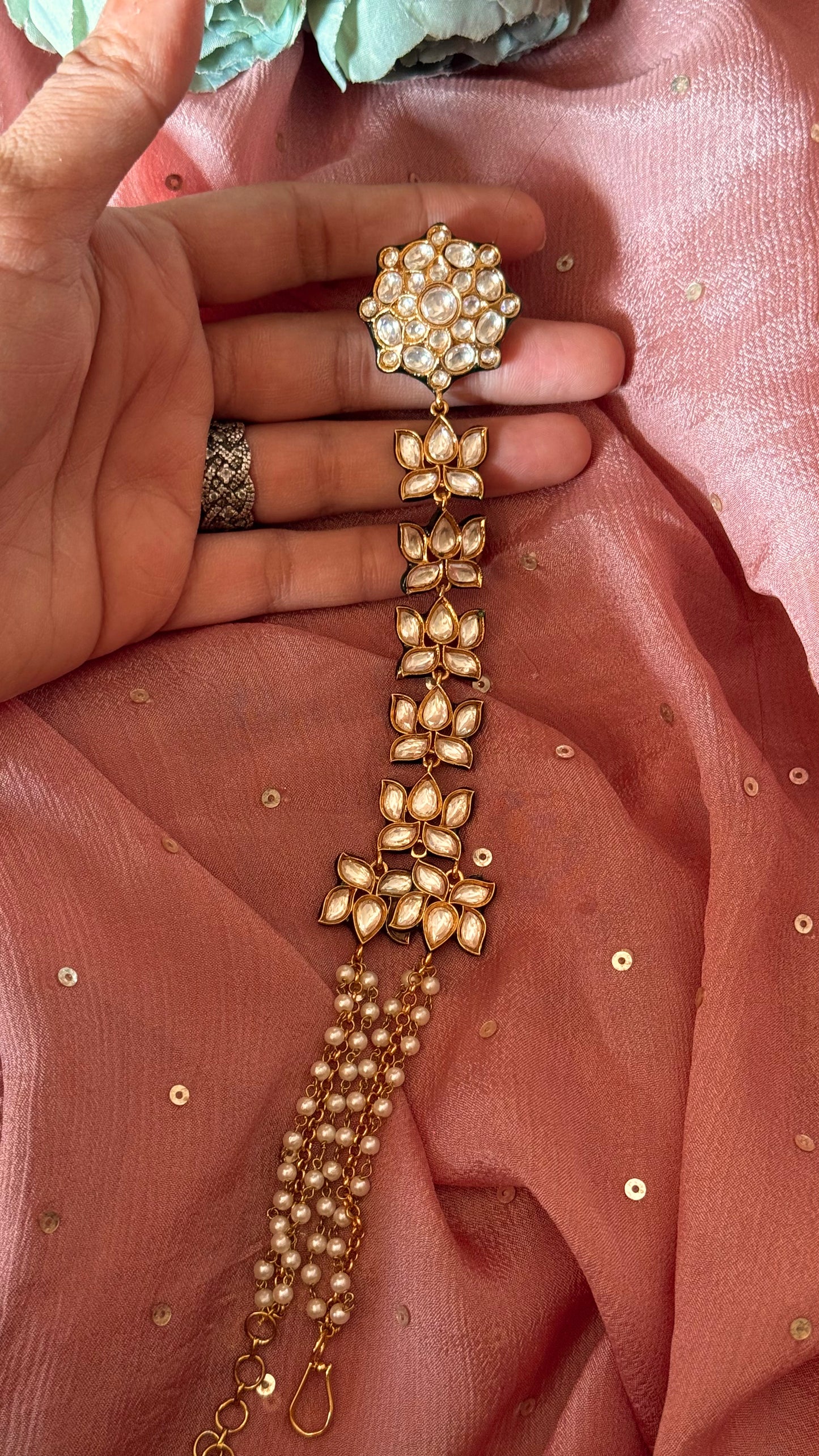 Meenakari lotus inspired hathphool