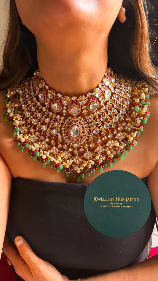 Bhanumati ruby moissanite bridal choker set
