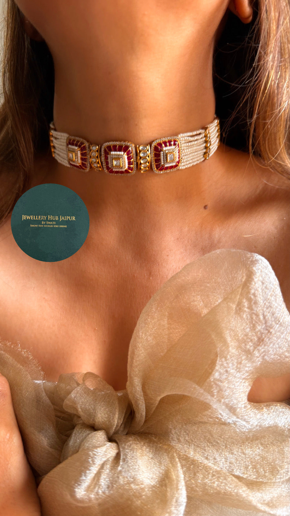 Heritage Minimalist ruby choker set