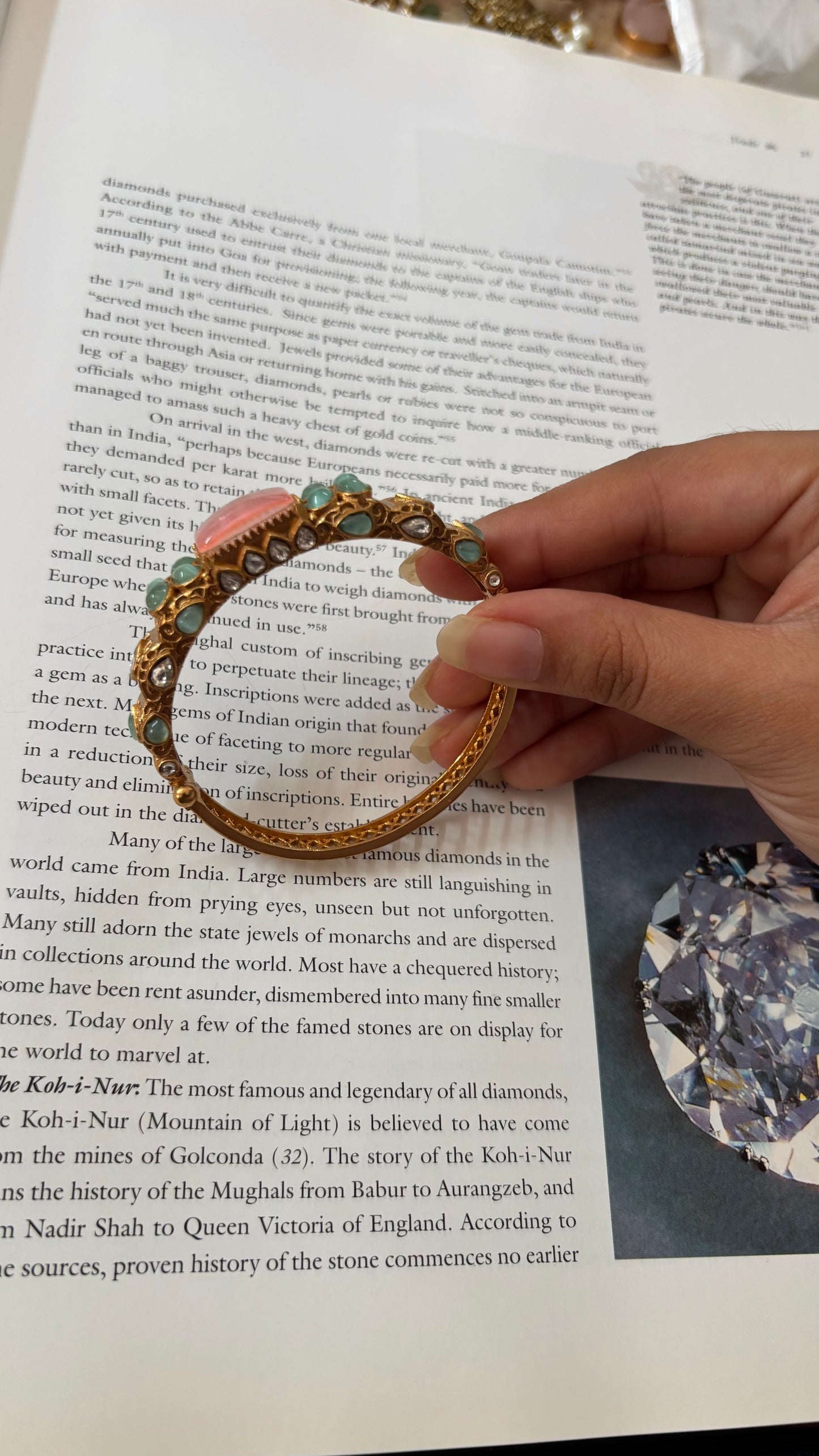 mint and rose quartz Amrapali bracelet