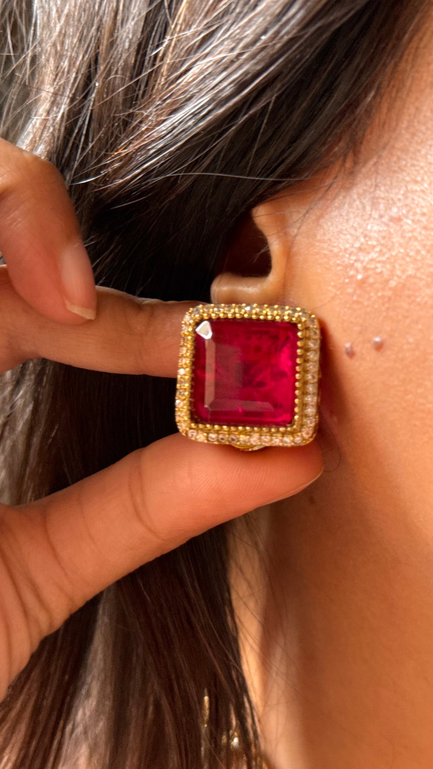 Ruby & emerald minimalist Choker necklace set