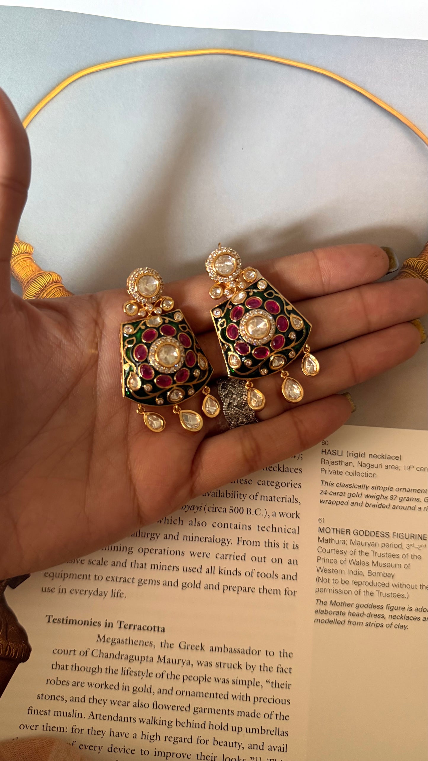 Emerald & ruby meenakari earrings