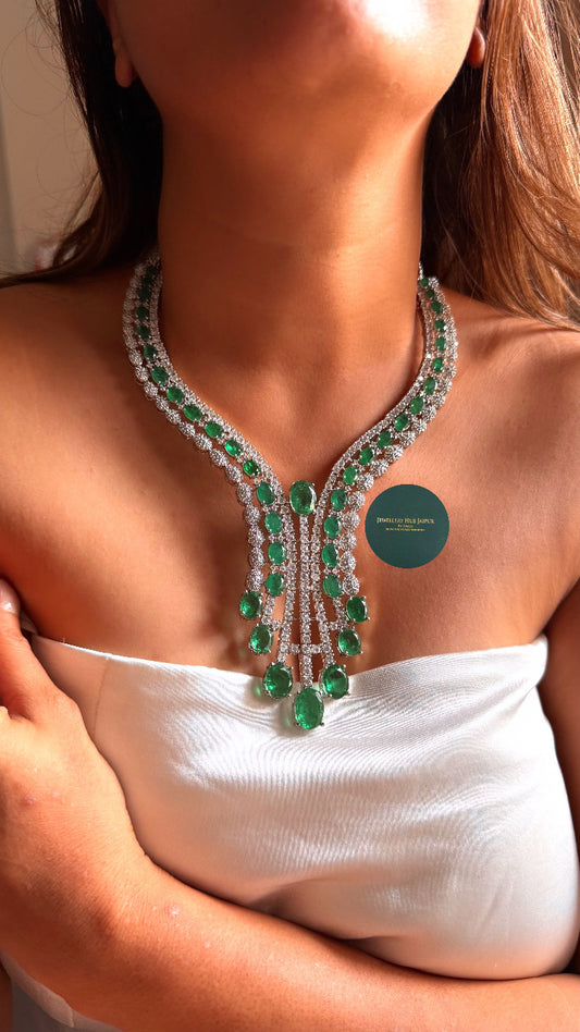 Emerald doublet collar designer diamond set