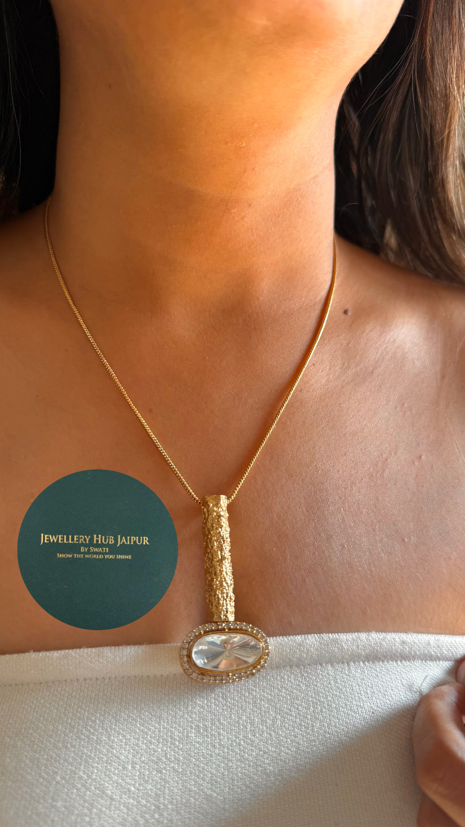 Uncut polki gold pendant set