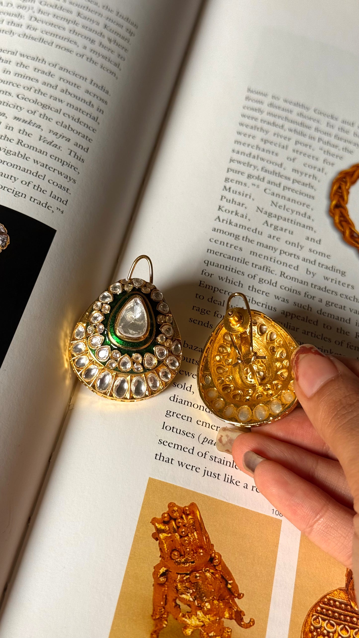 Meenakari with polki Studs