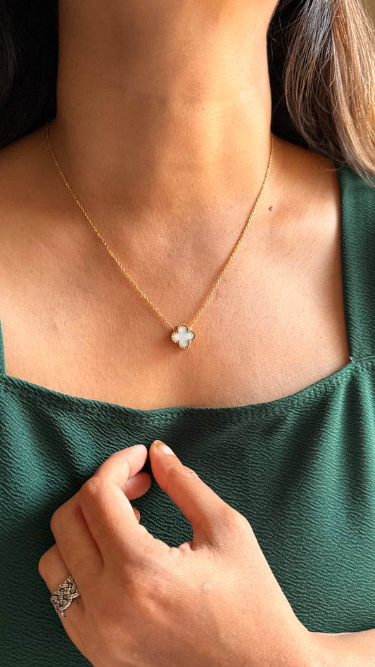 Mother of Pearl Clover Charm Necklace