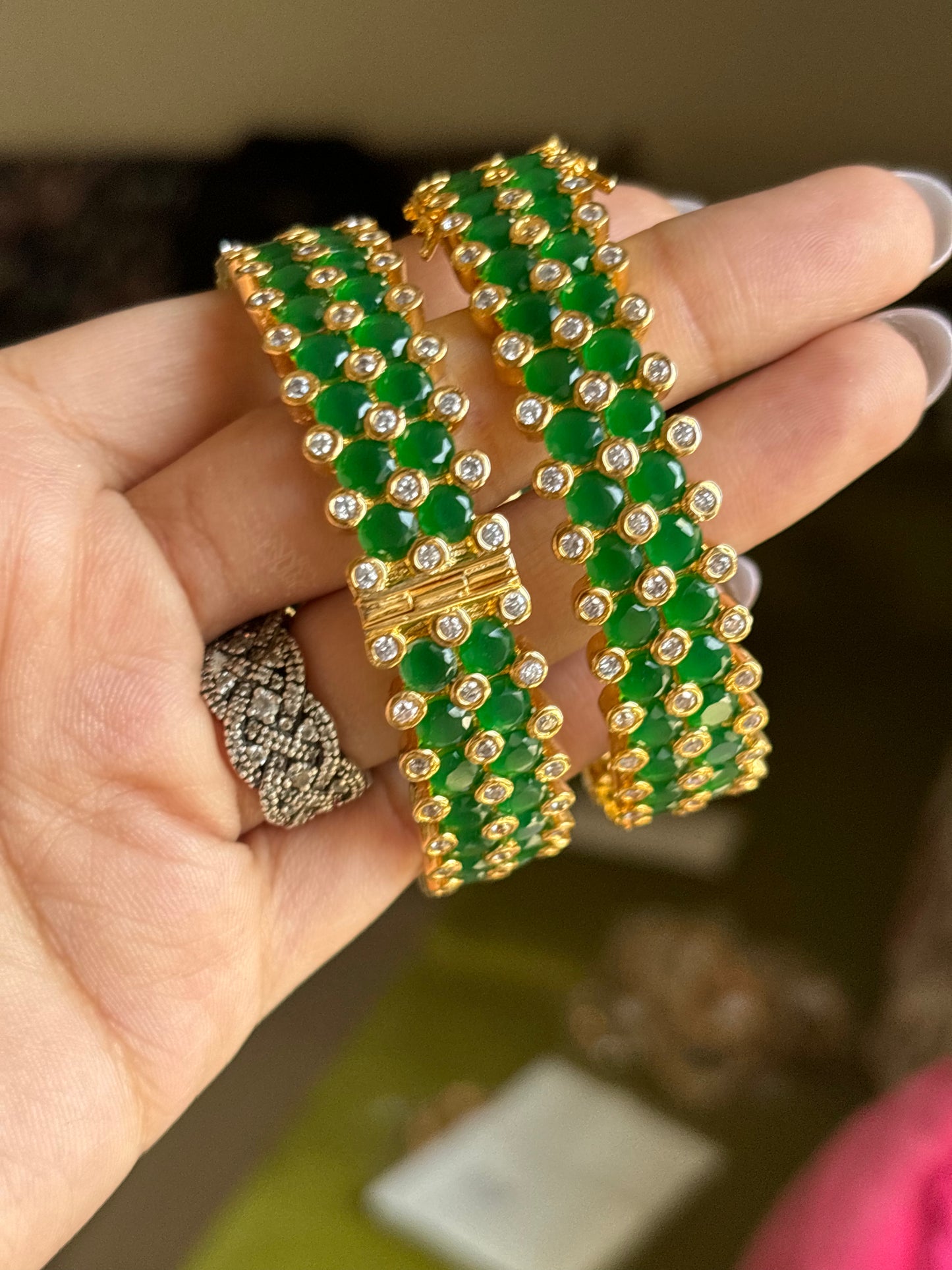 Emerald openable bangles