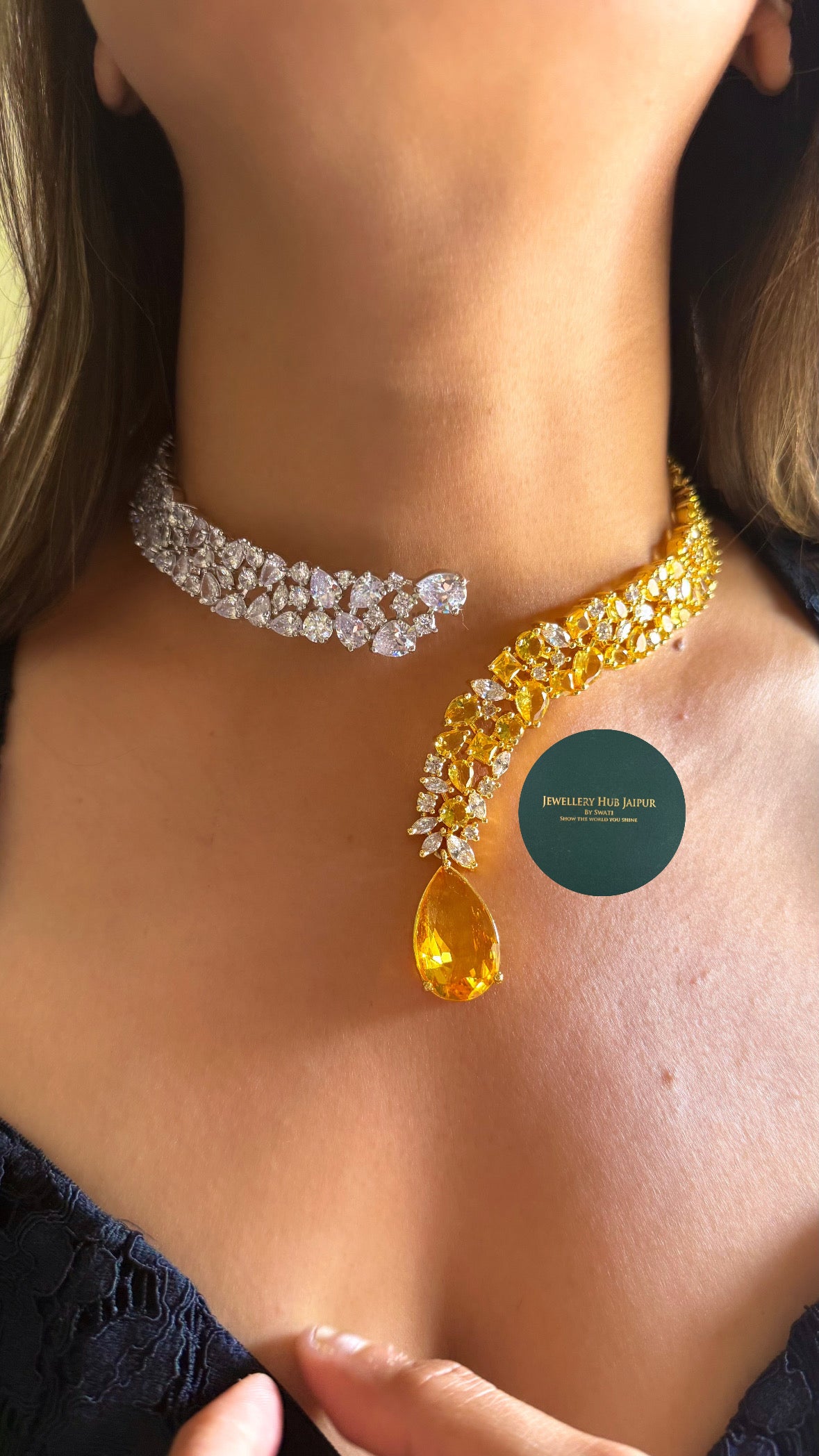 Ojasvi Topaz doublet designer necklace