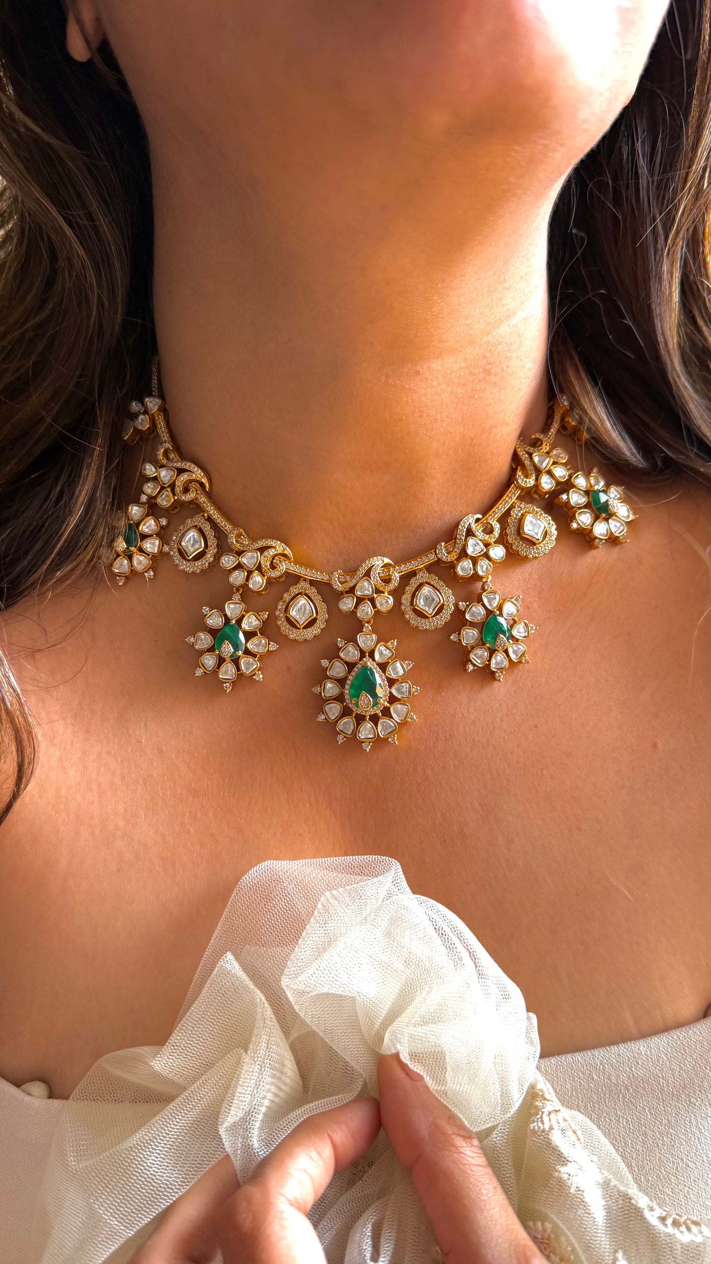Emerald Designer Collar Necklace