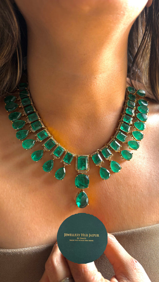 Emerald doublet designer, collar necklace