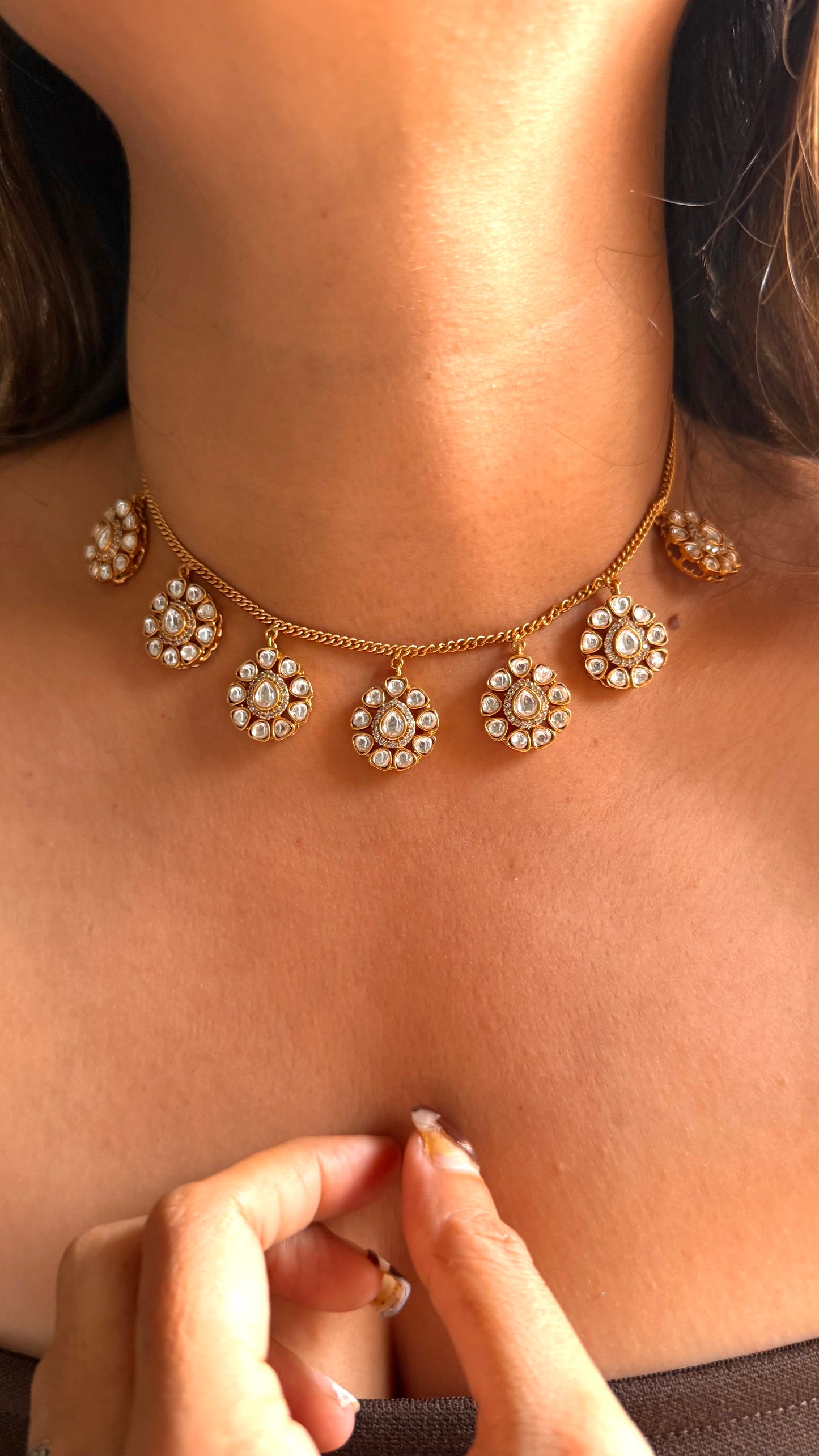 Moissanite polki floral minimal set