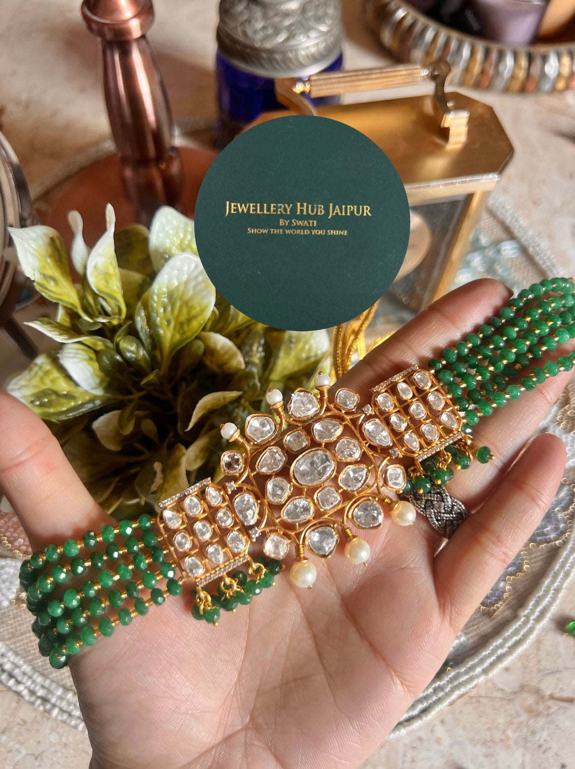 Moissanite Emerald choker set