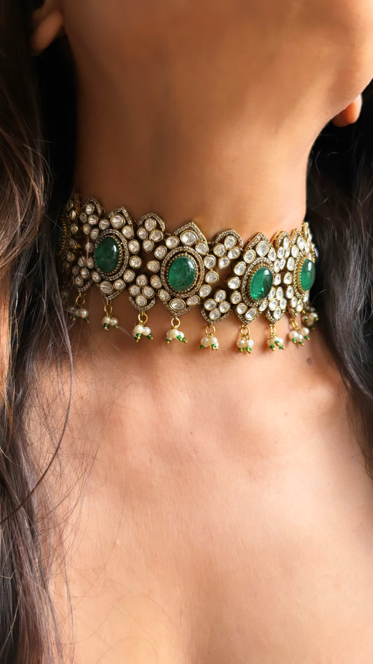 Emerald Moissanite choker