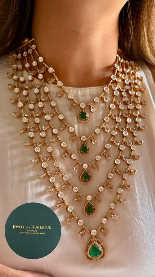 Kanira Emerald doublet panchlada necklace