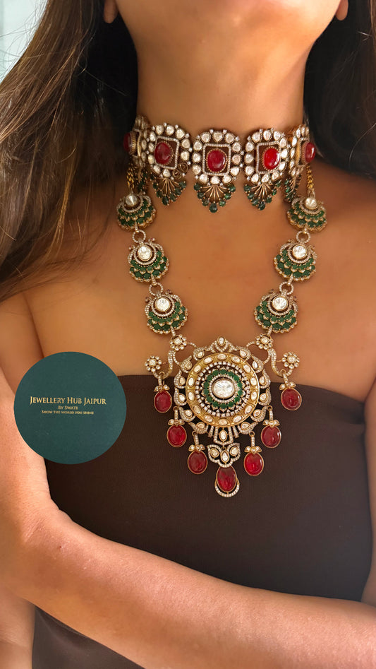 Emerald and ruby necklace combo