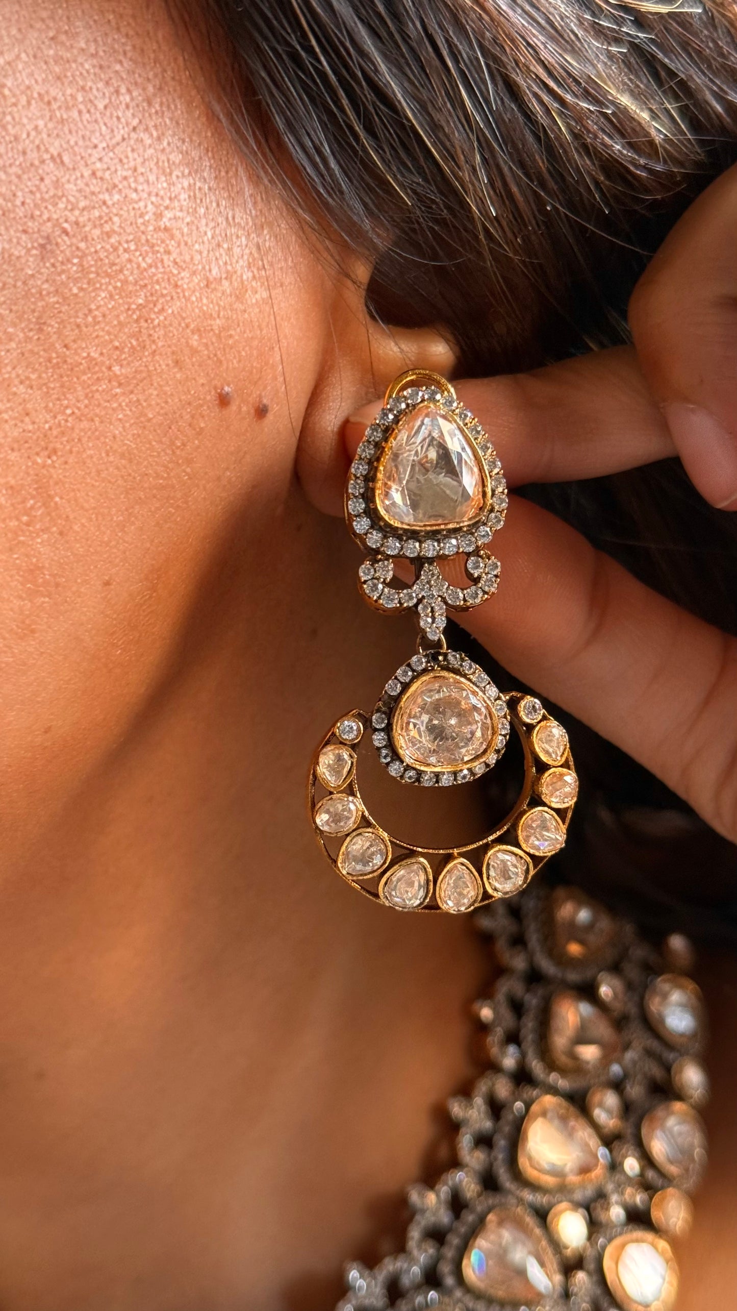 Peeli polki moissanite polki statement necklace set