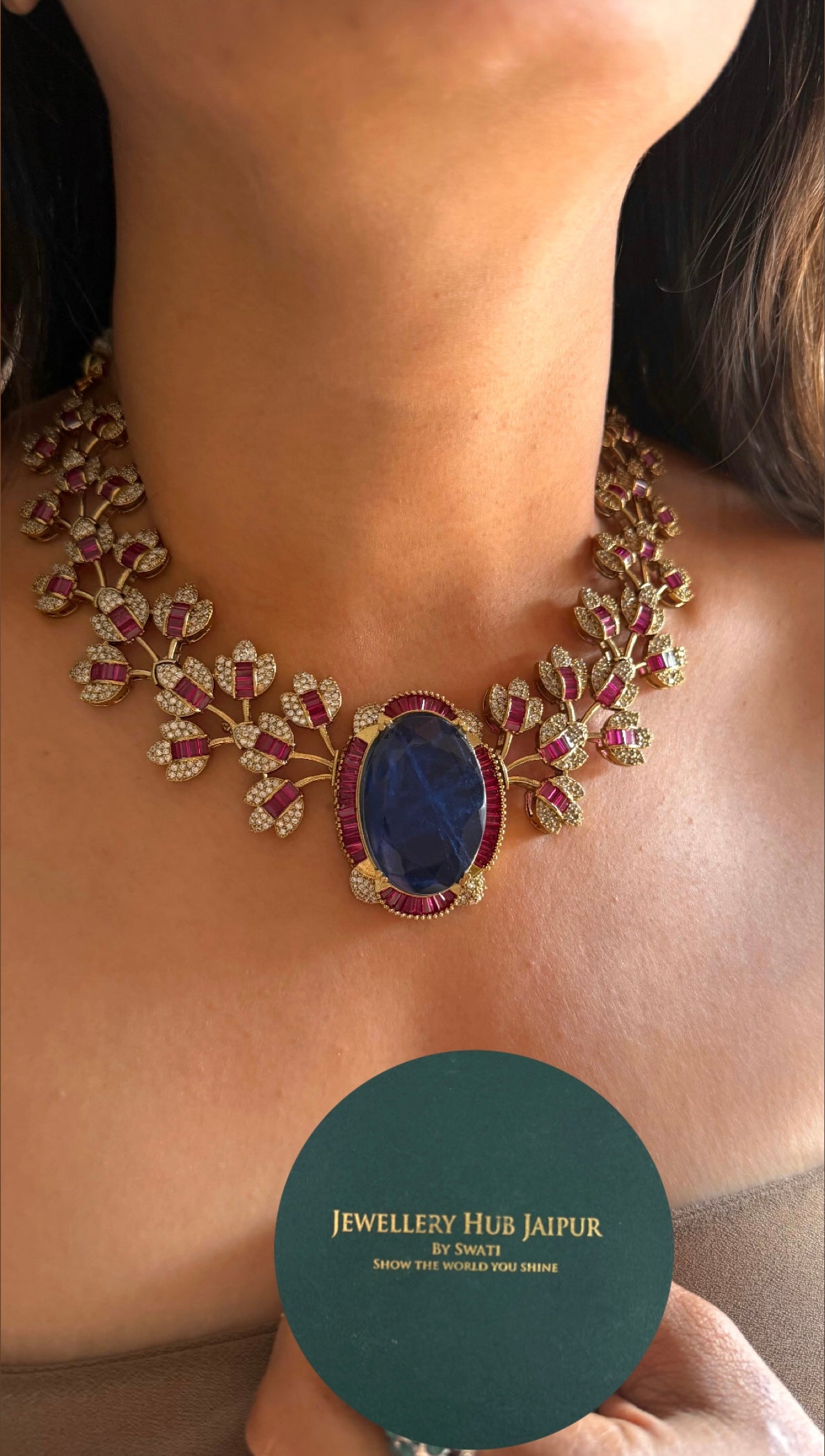 Bridal Asia Rani pink & sapphire designer Necklace