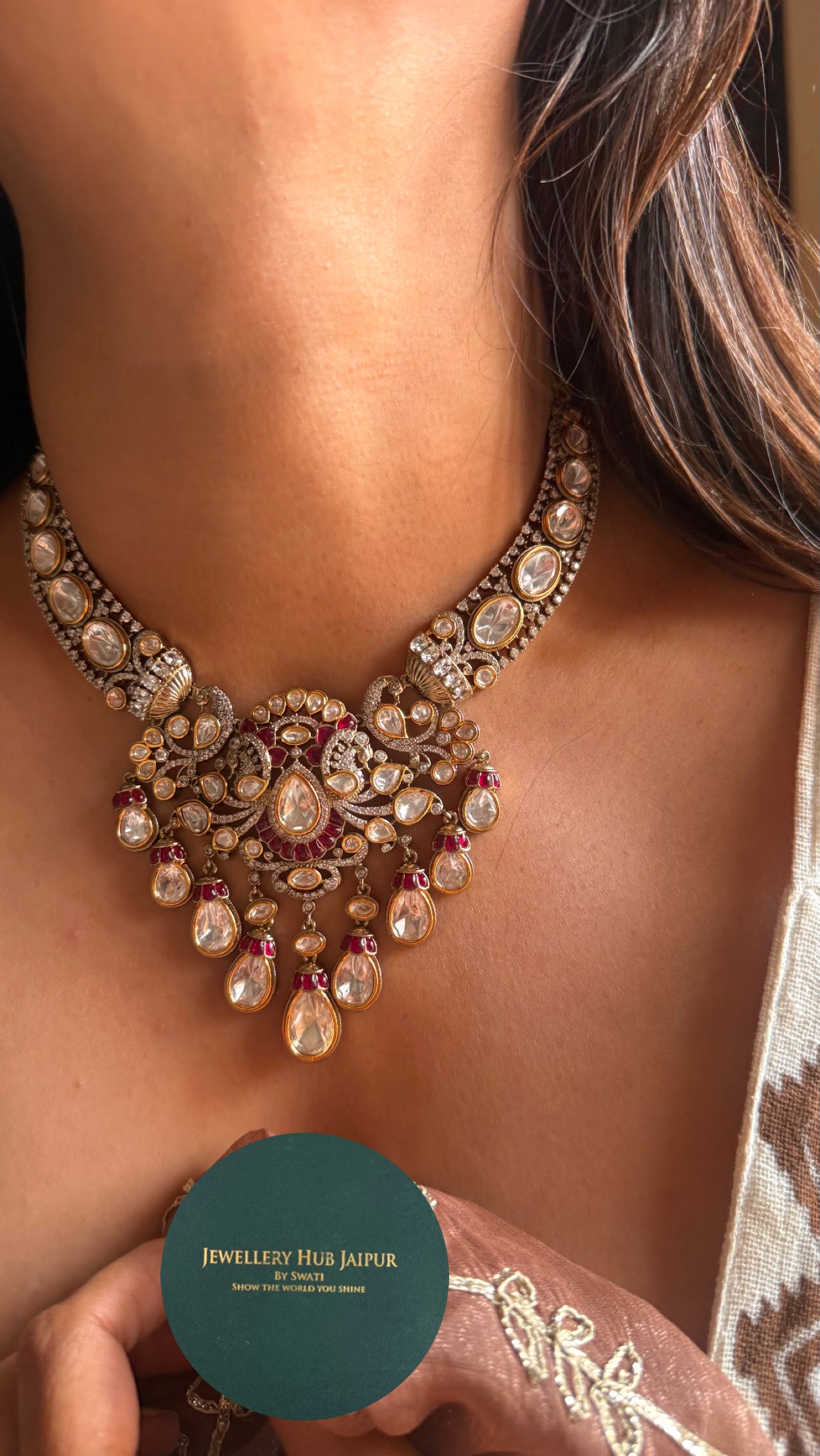 Vintage ruby moissanite collar Necklace