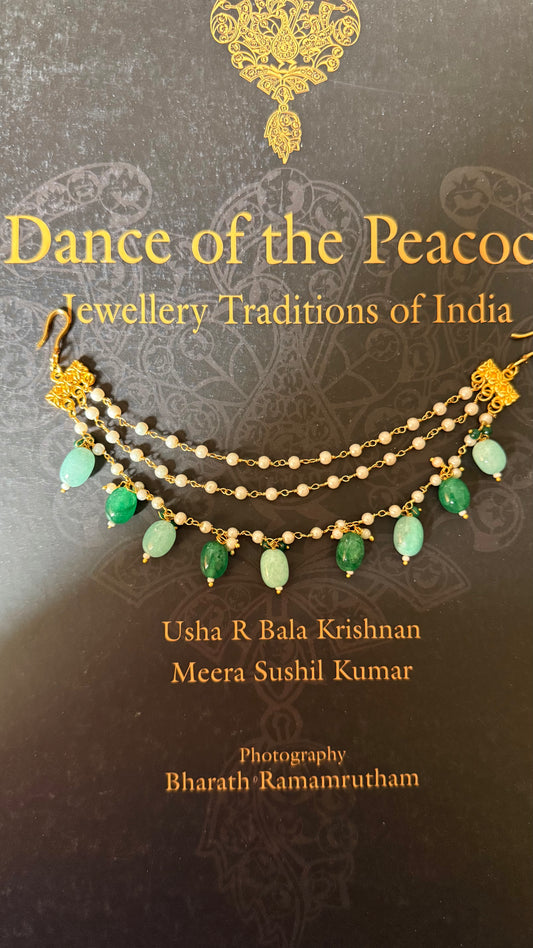 Three layer mint & emerald ear chain