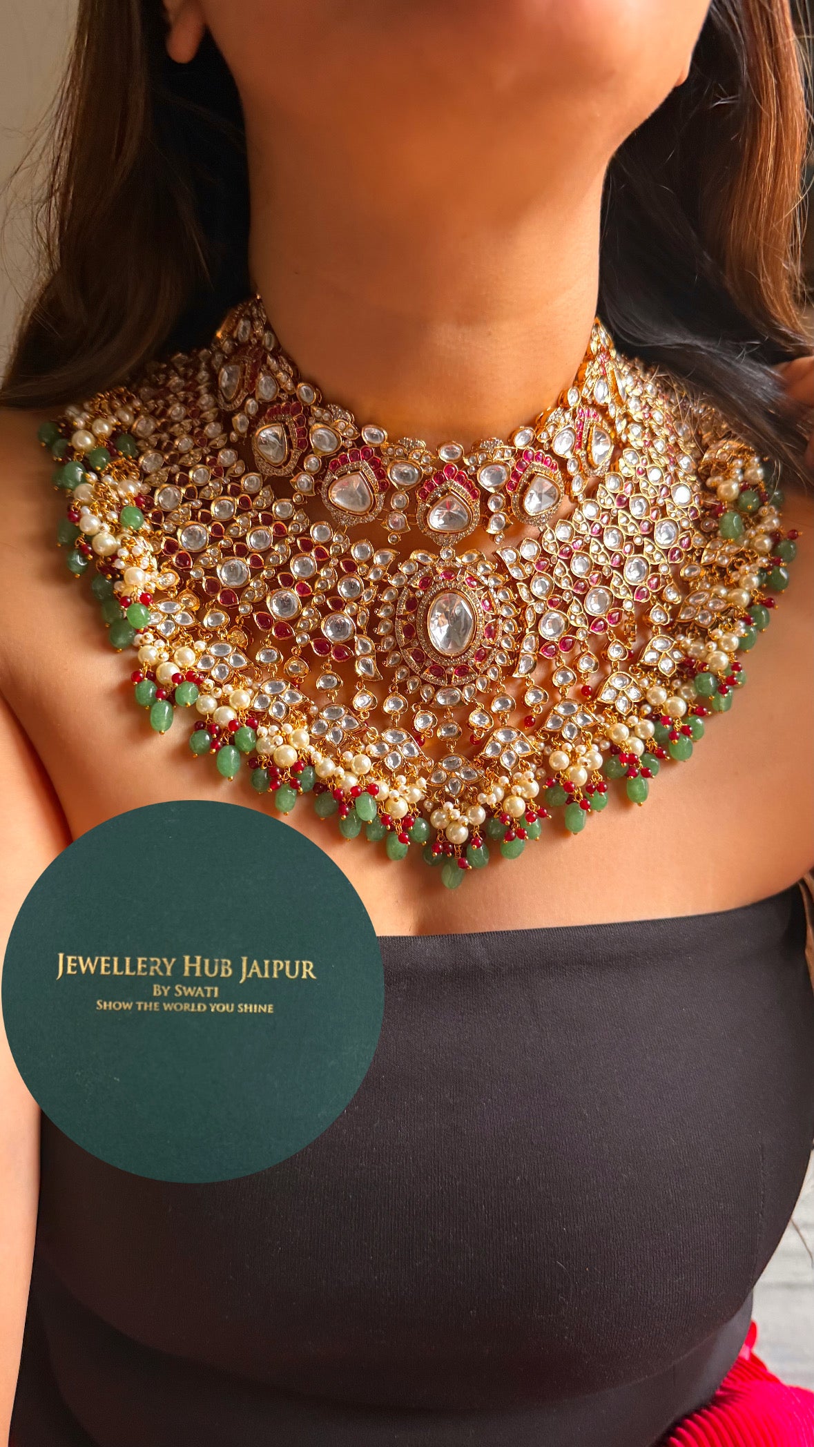 Bhanumati ruby moissanite bridal choker set