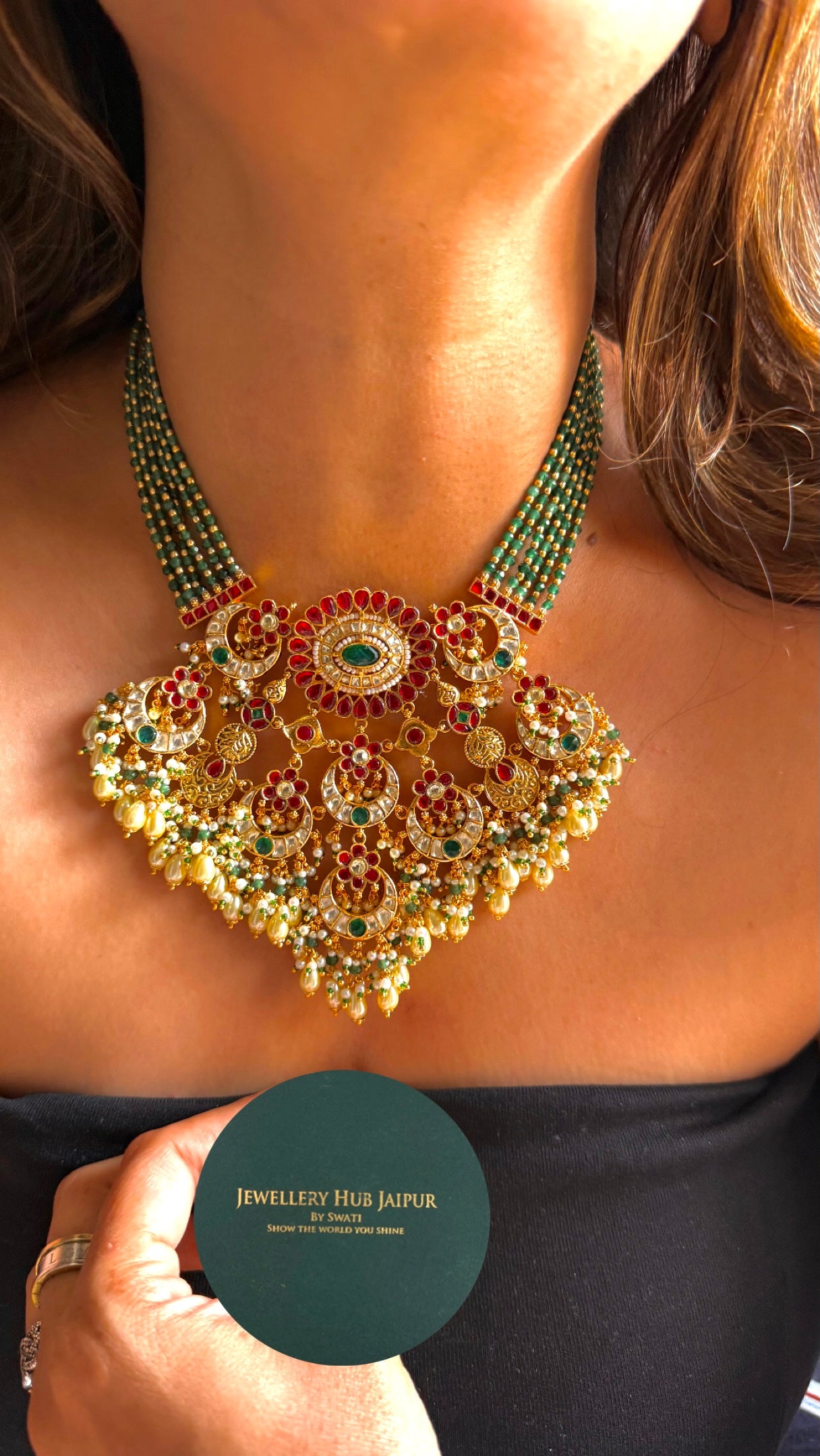 Paachi Kundan jadau Mehru Necklace