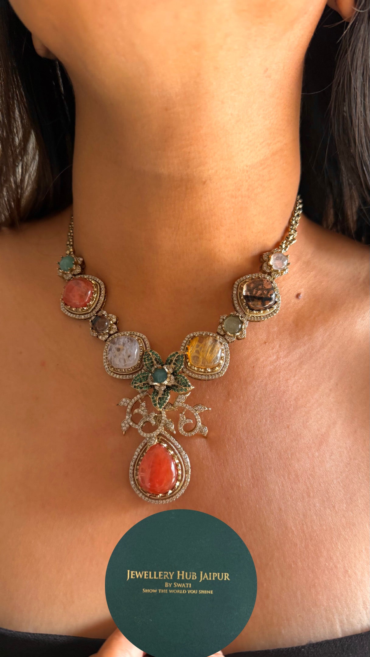 Peach & granite sabyasachi inspired necklace