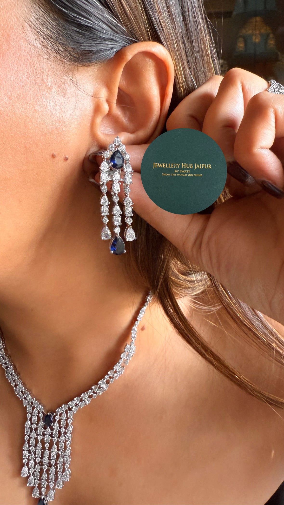 Sapphire cz diamond necklace