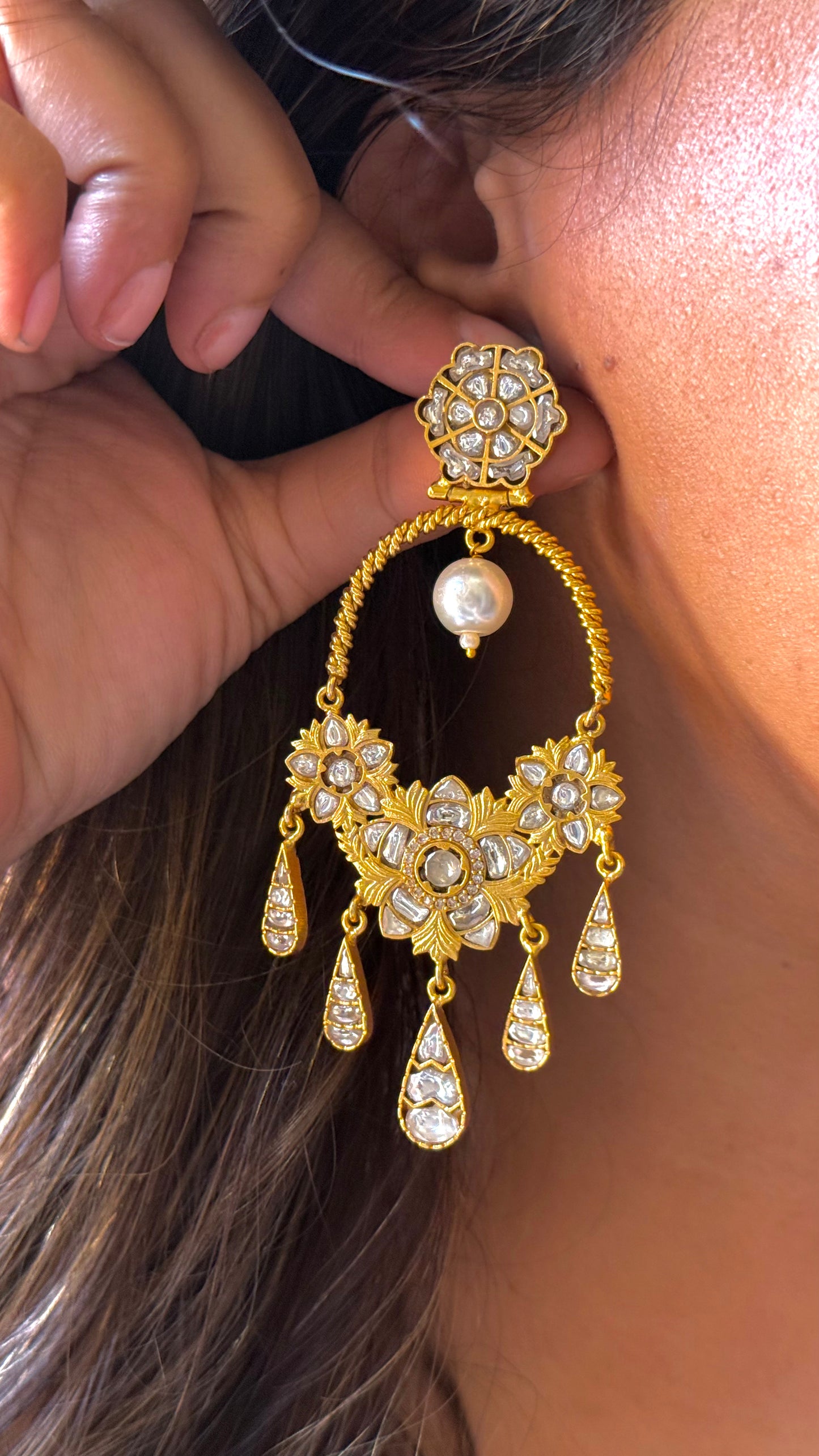 Amrapali inspired polki danglers
