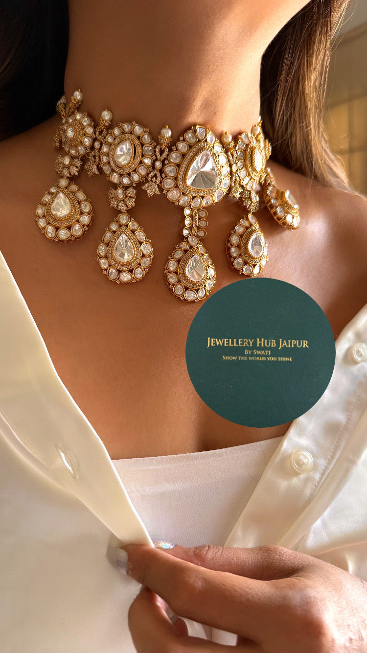 Moissanite uncut polki choker