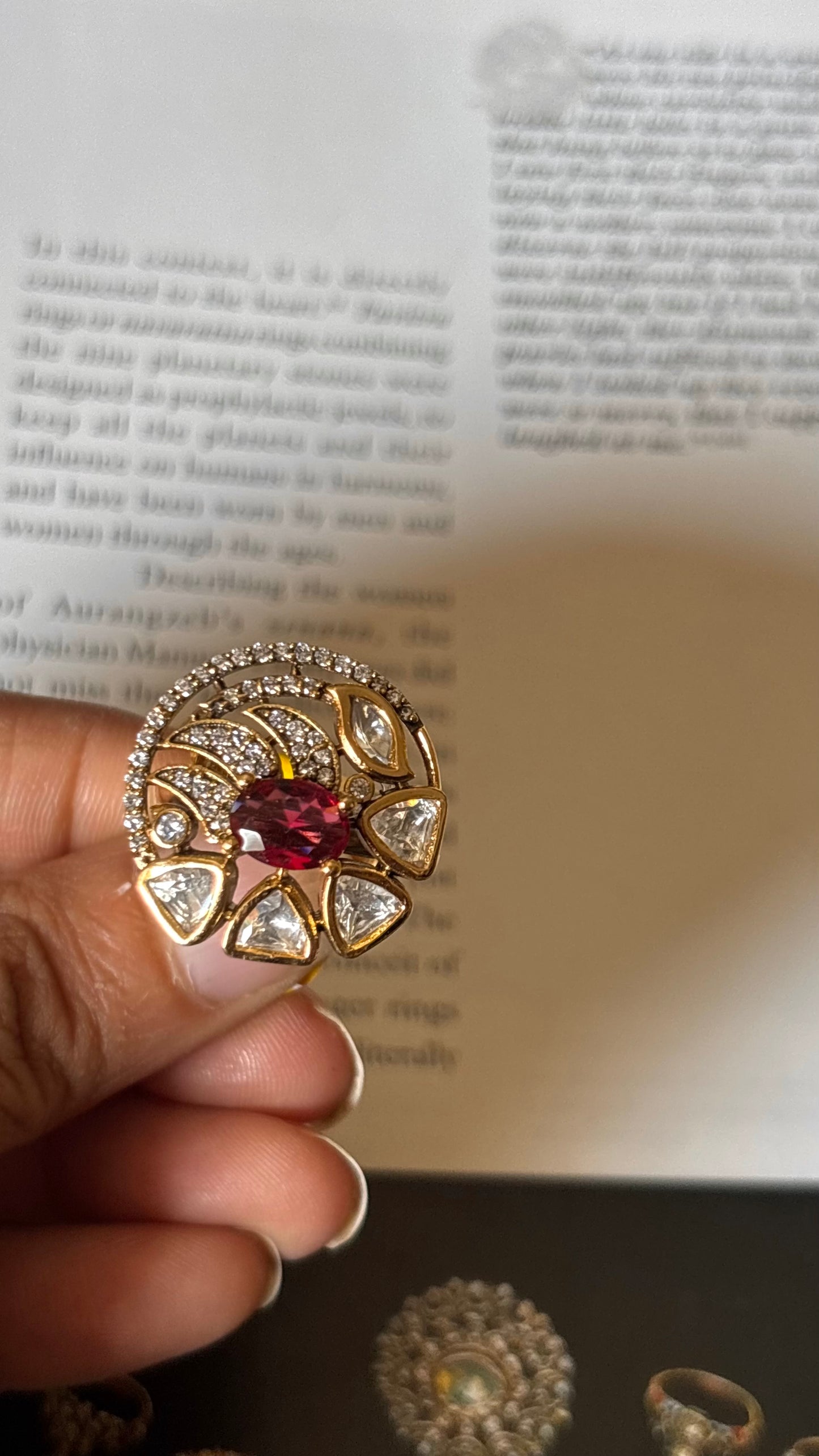 Real moissanite with ruby stone Ring