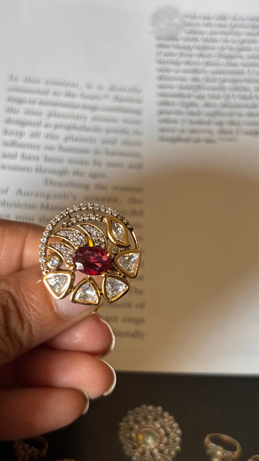 Real moissanite with ruby stone Ring