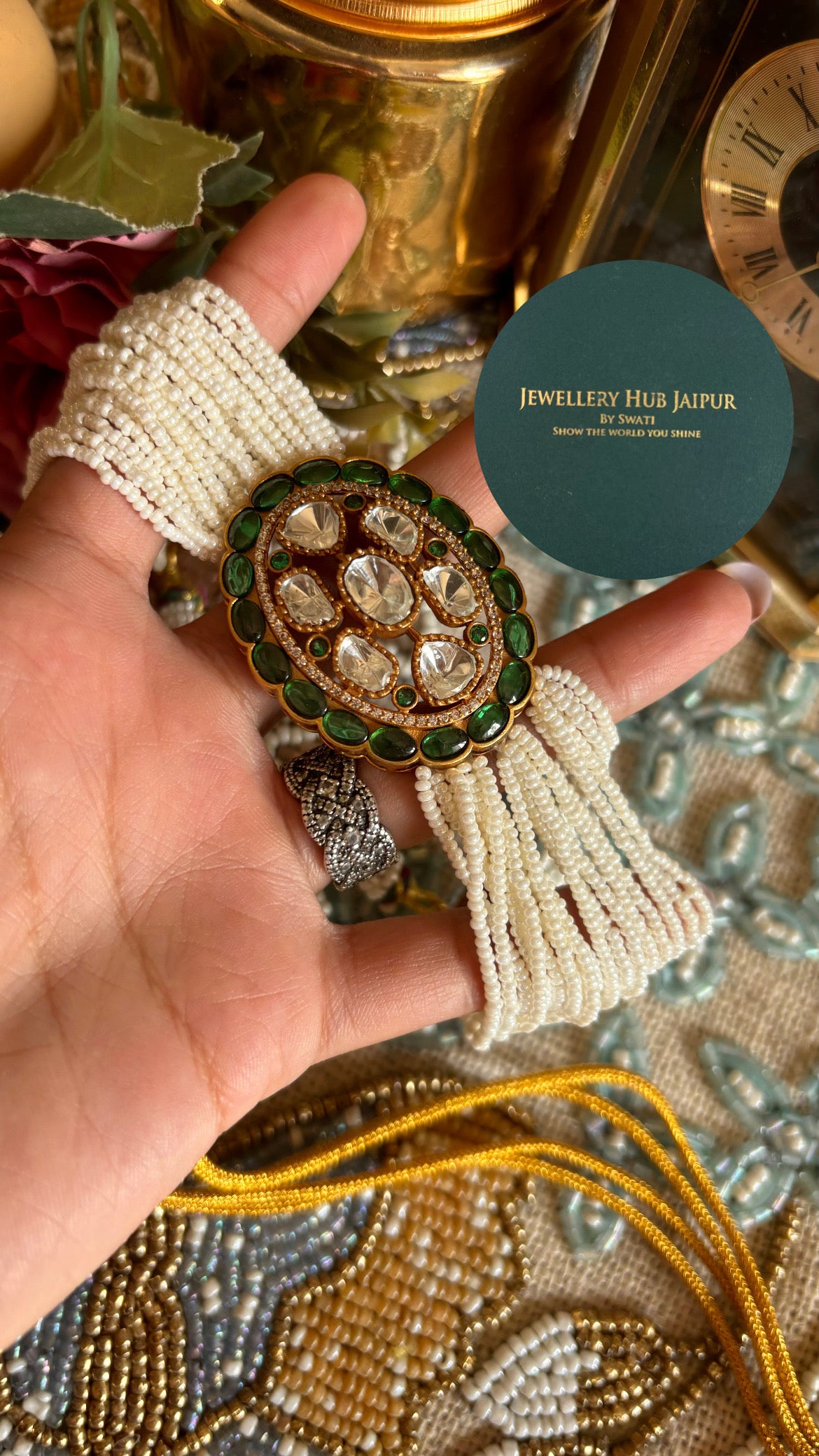 Emerald Moissanite choker with earrings