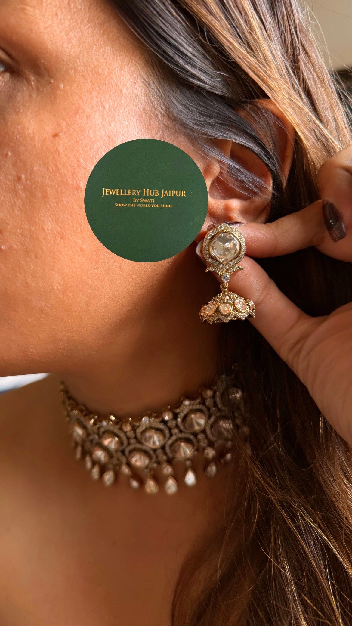 Rakshi Moissanite polki choker set