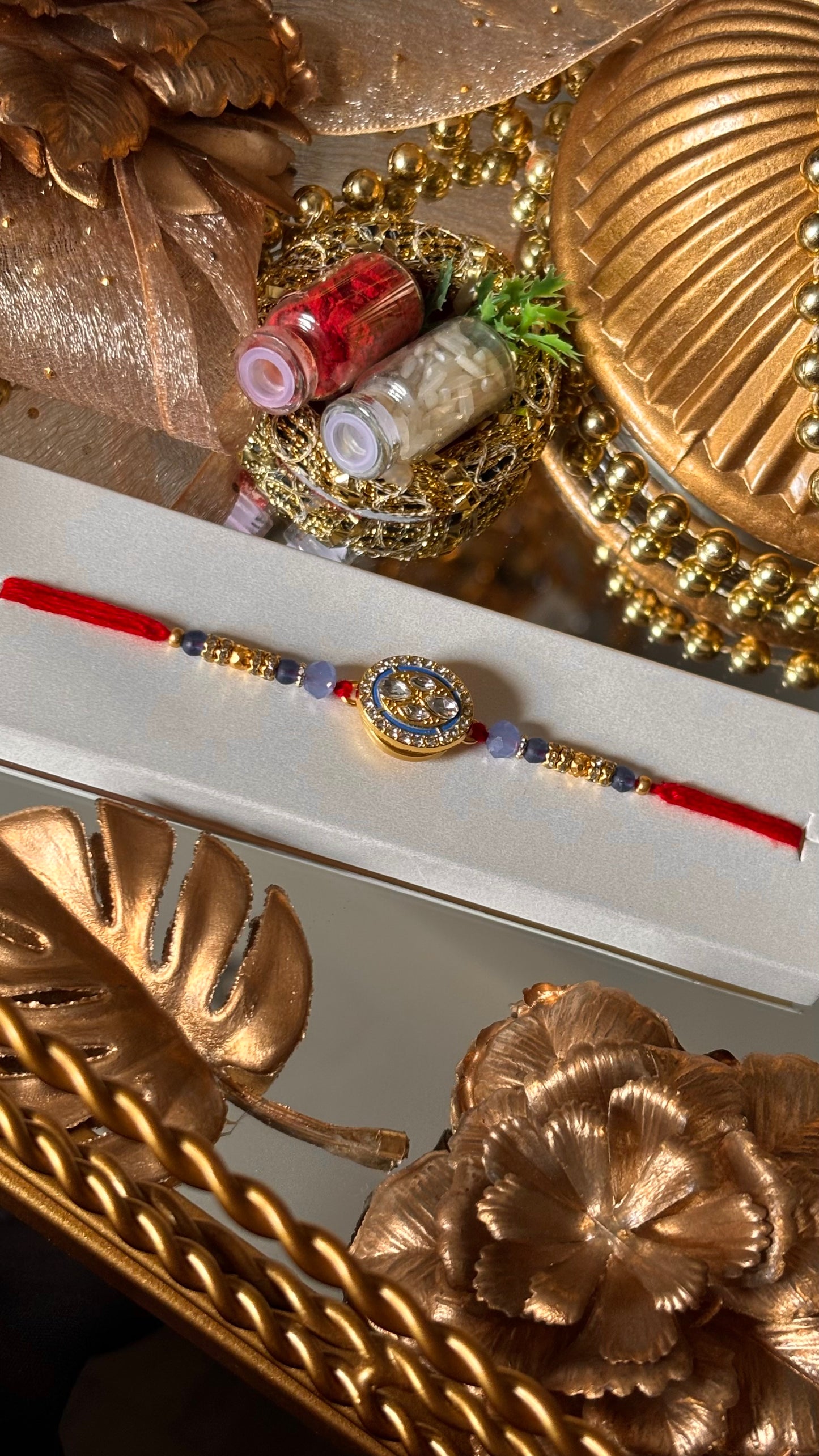 Diamond polki spinner Rakhi ( shipping will be extra )