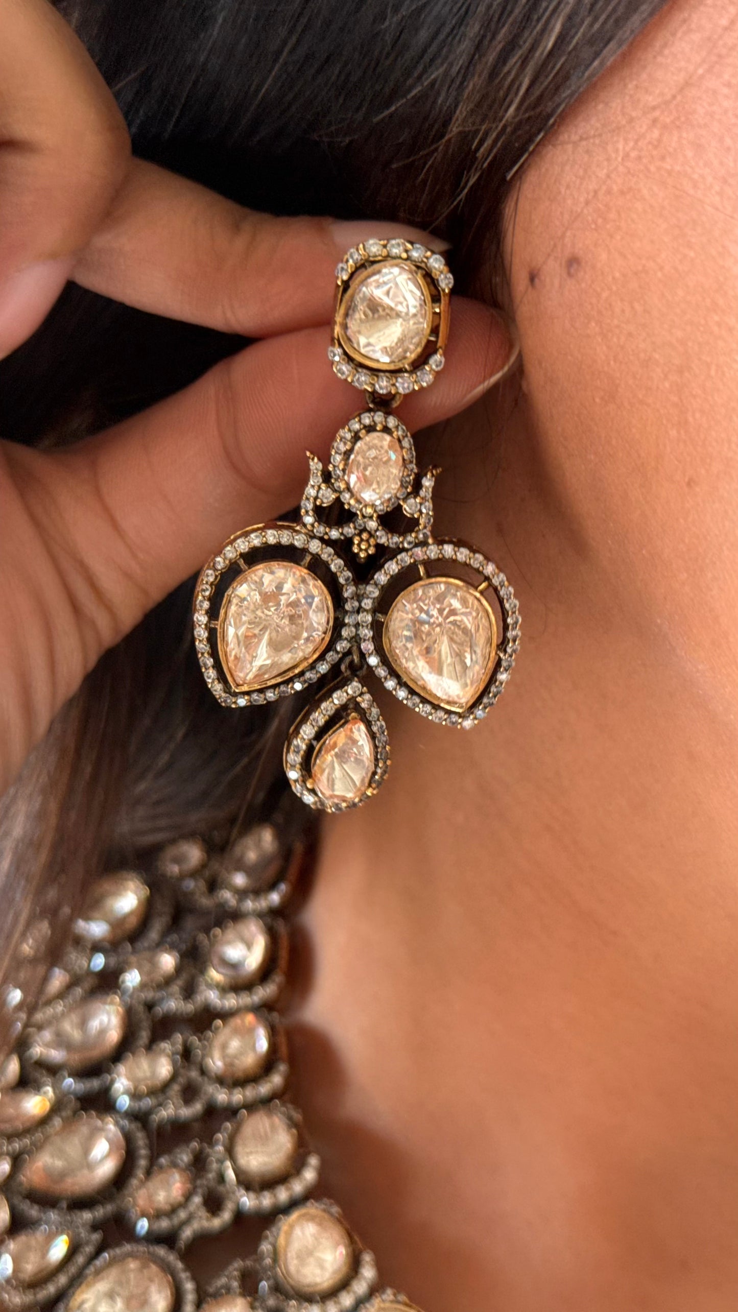 Peeli polki moissanite Victorian collar Necklace