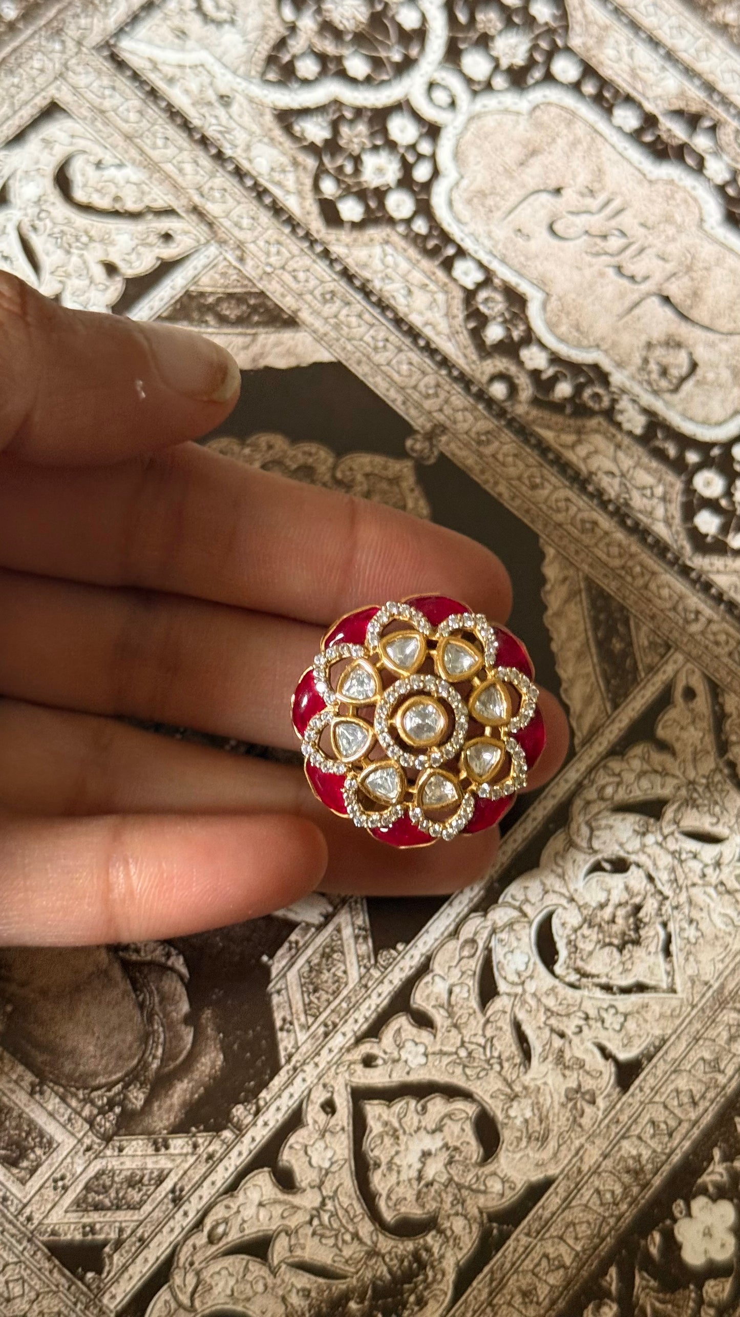 Rani pink katdana moissanite adjustable ring ￼