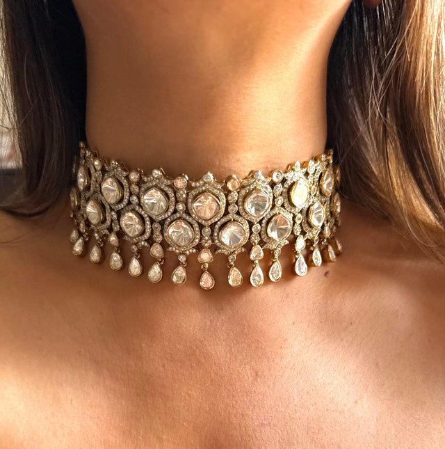 Moissanite polki choker set