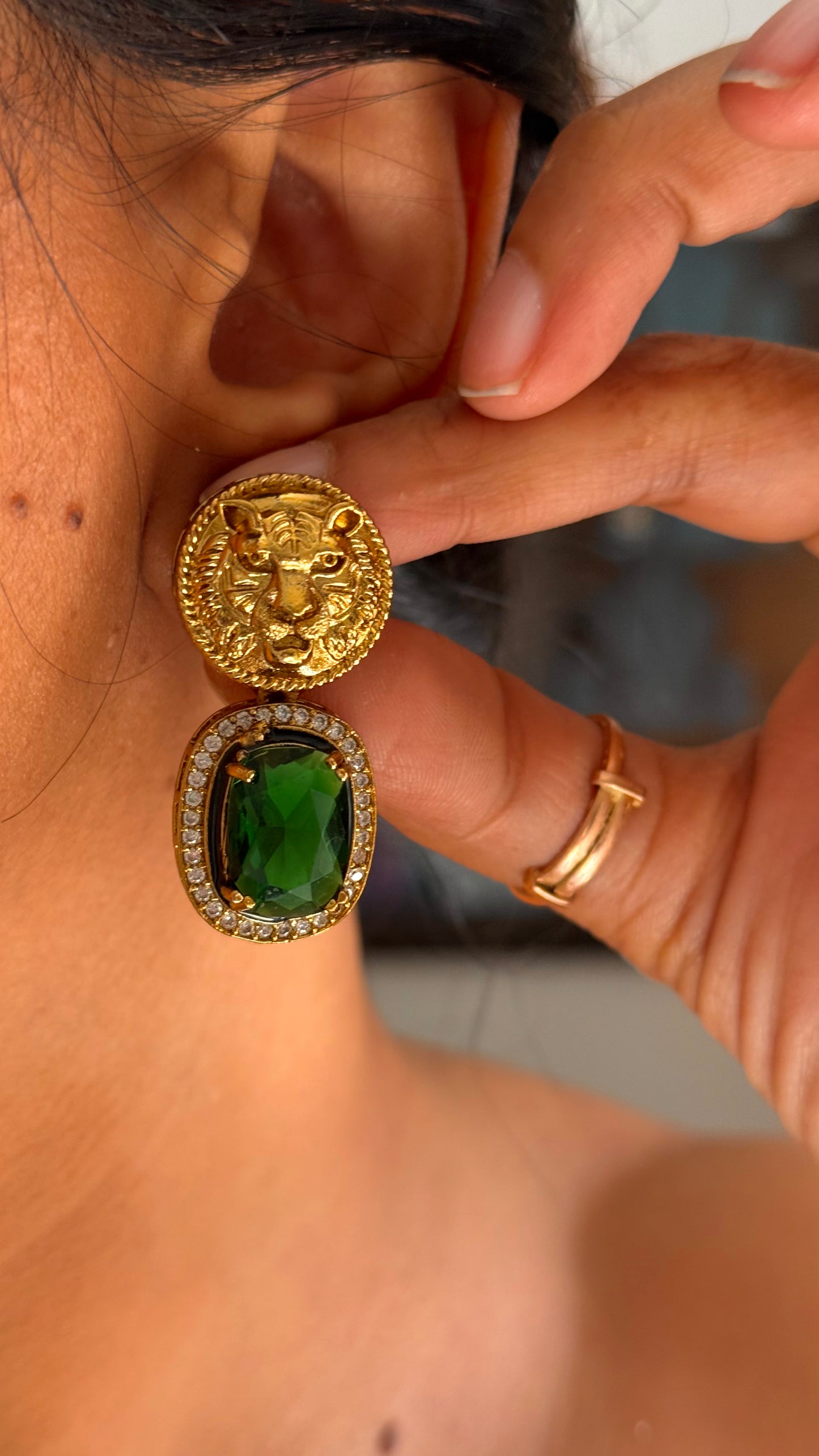 Sabyasachi inspired Emerald danglers