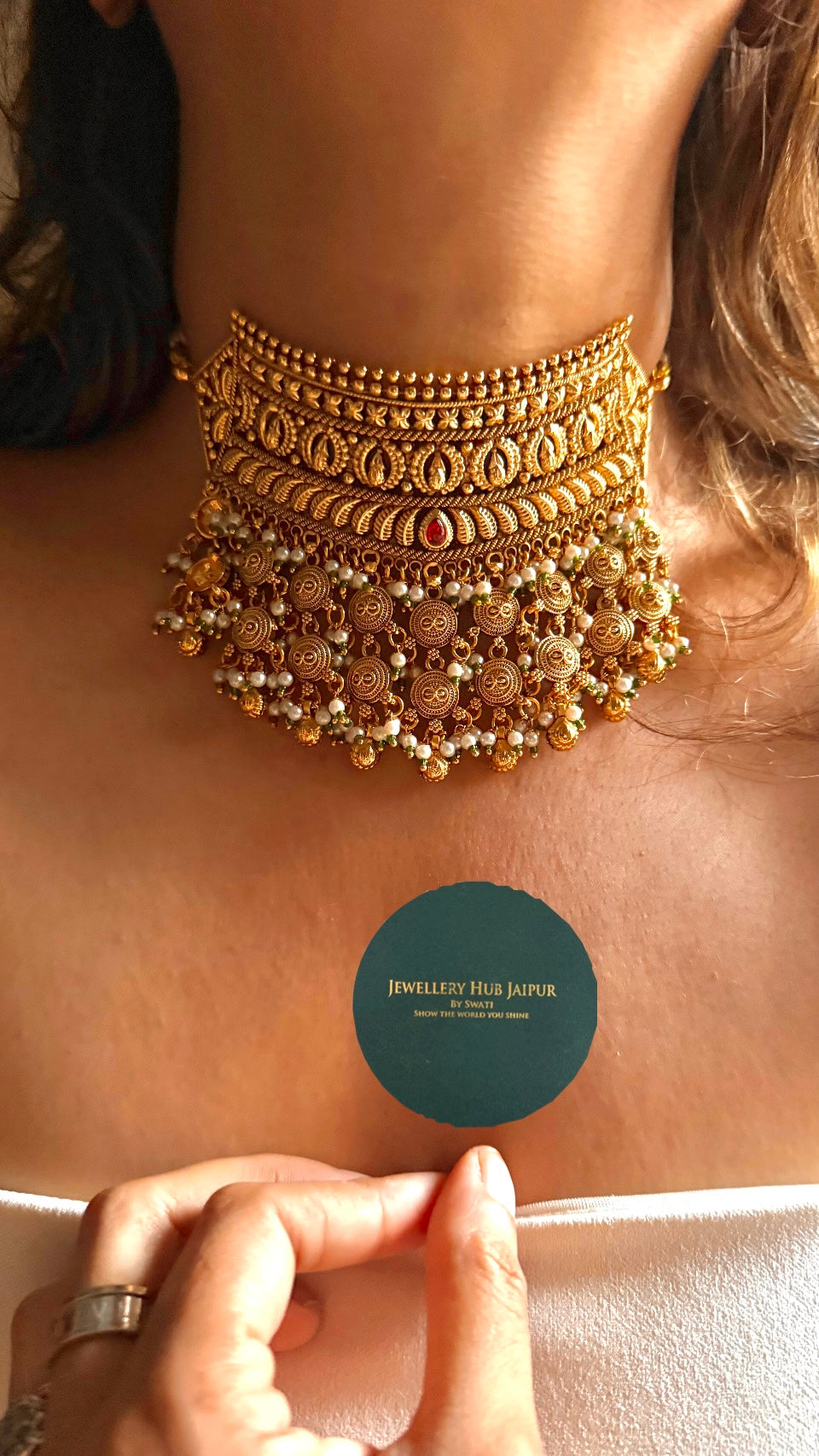 Gold rajwada Rajasthani aad Necklace