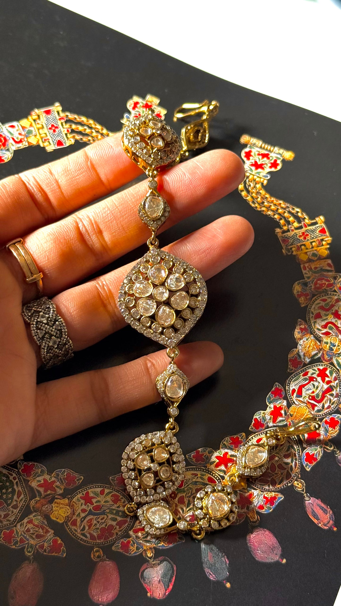 Real moissanite peeli polki victorian mathapatti