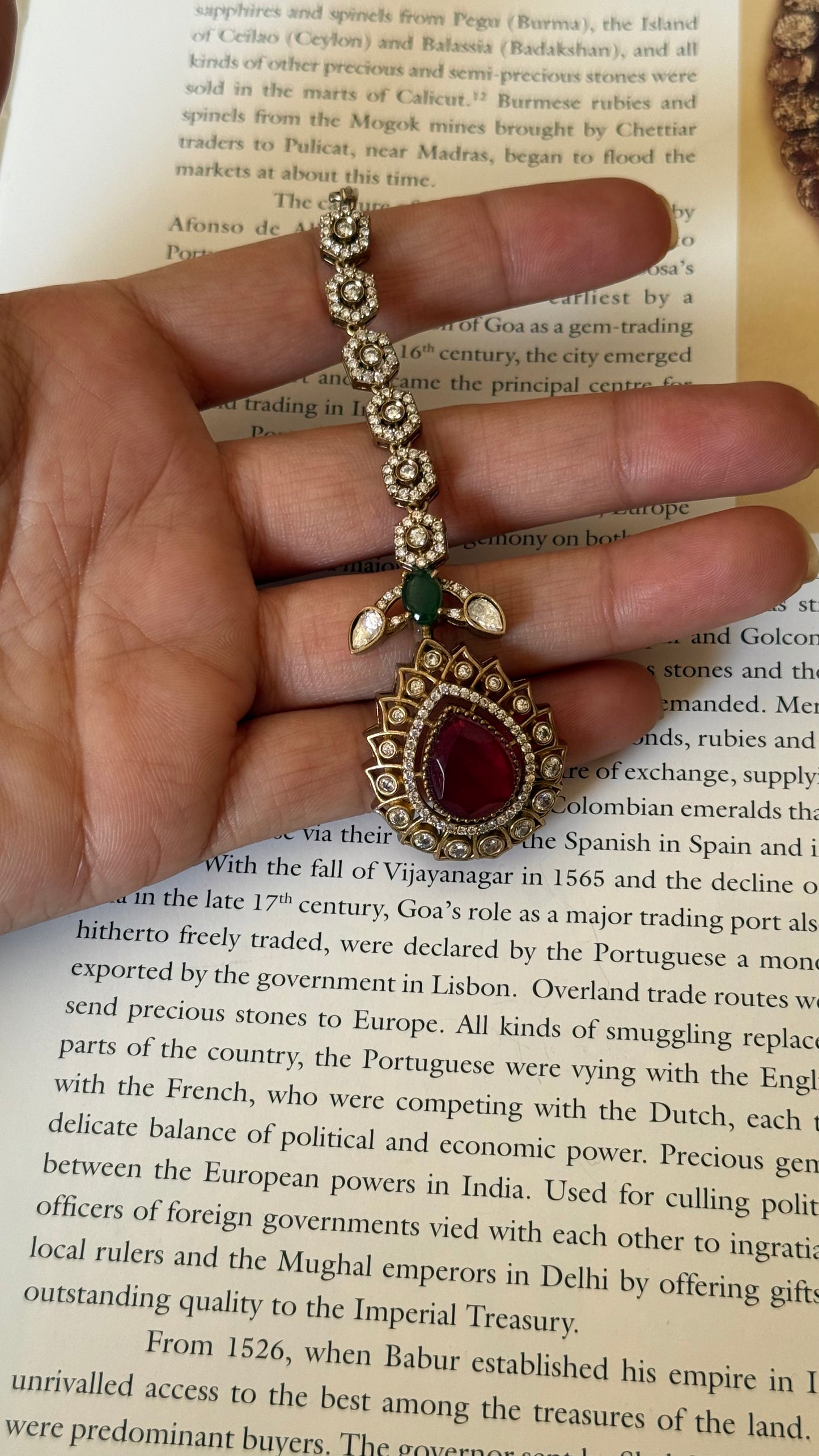 Ruby doublet& emerald victorian maangtika