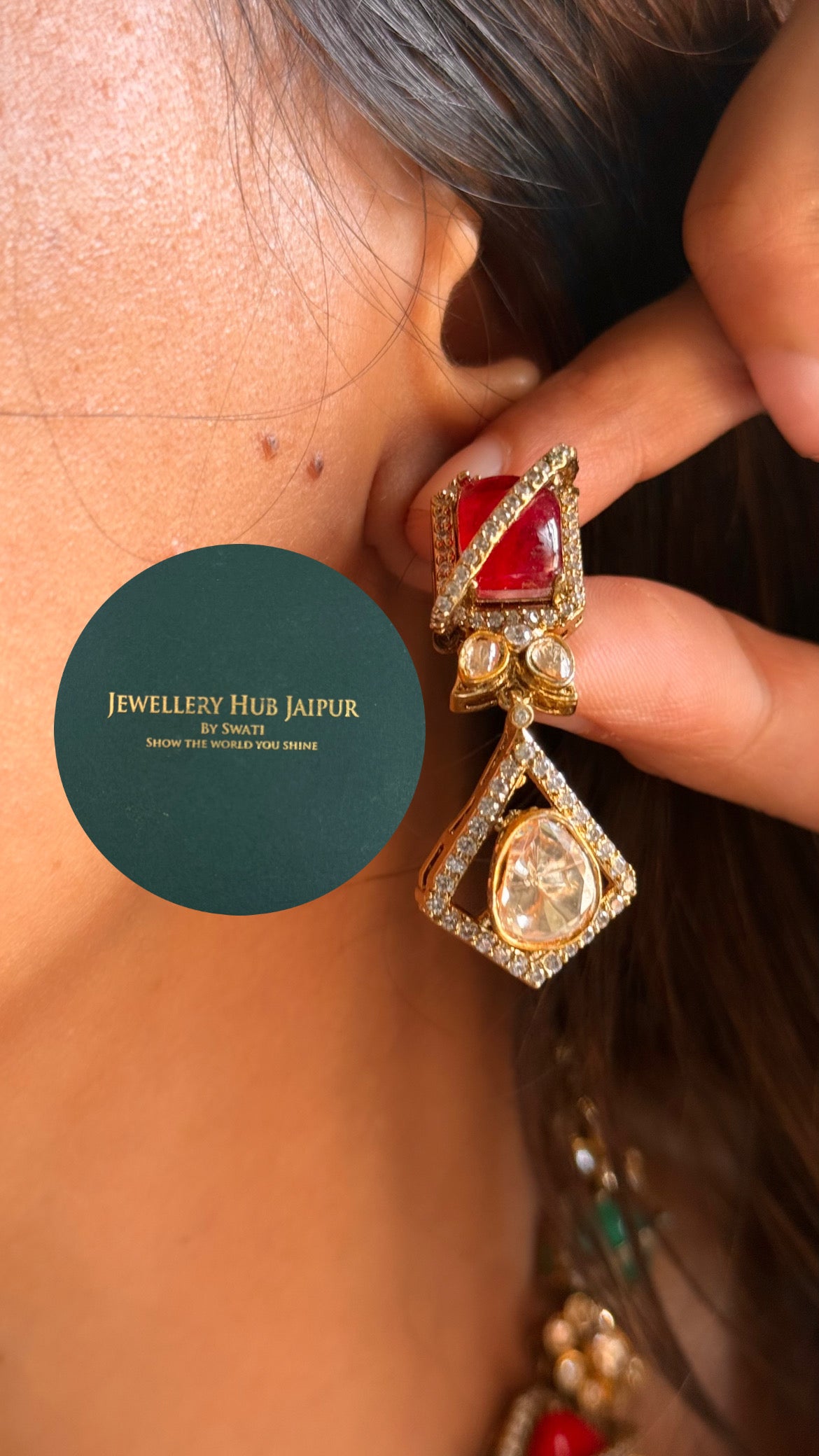 Navratna doublet moissanite polki collar set