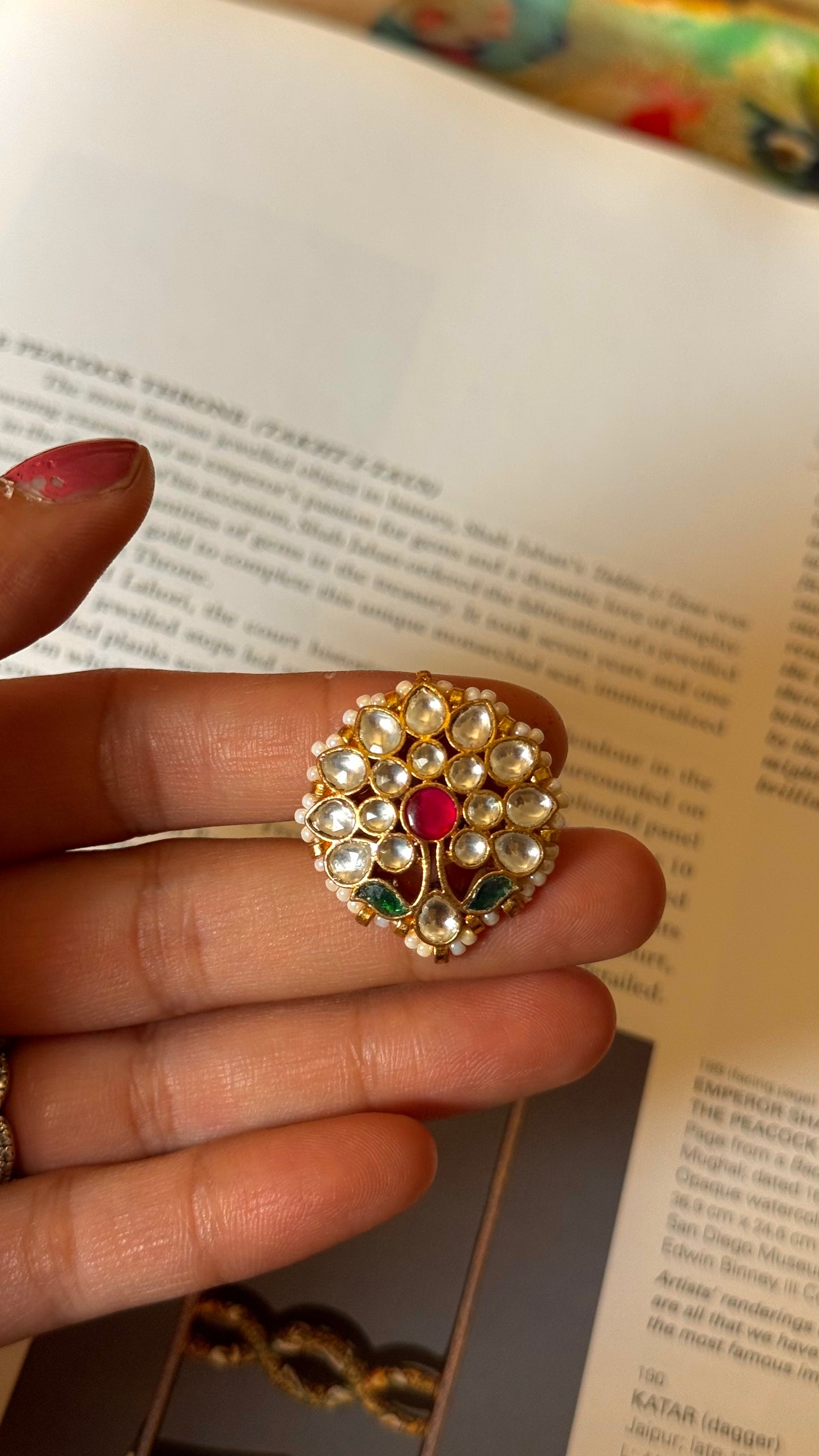 Floral jadau paachi Ring